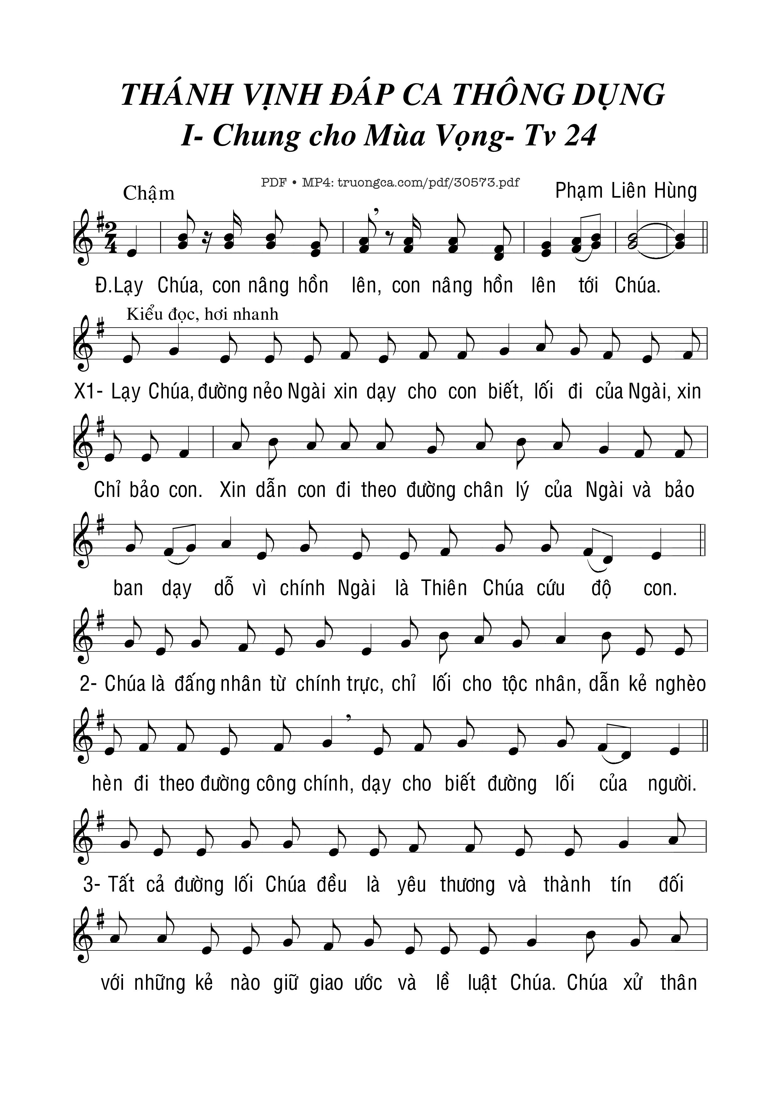 Page 1 of Sheet music PDF Thánh vịnh 24/Mùa Vọng - Phạm Liên Hùng