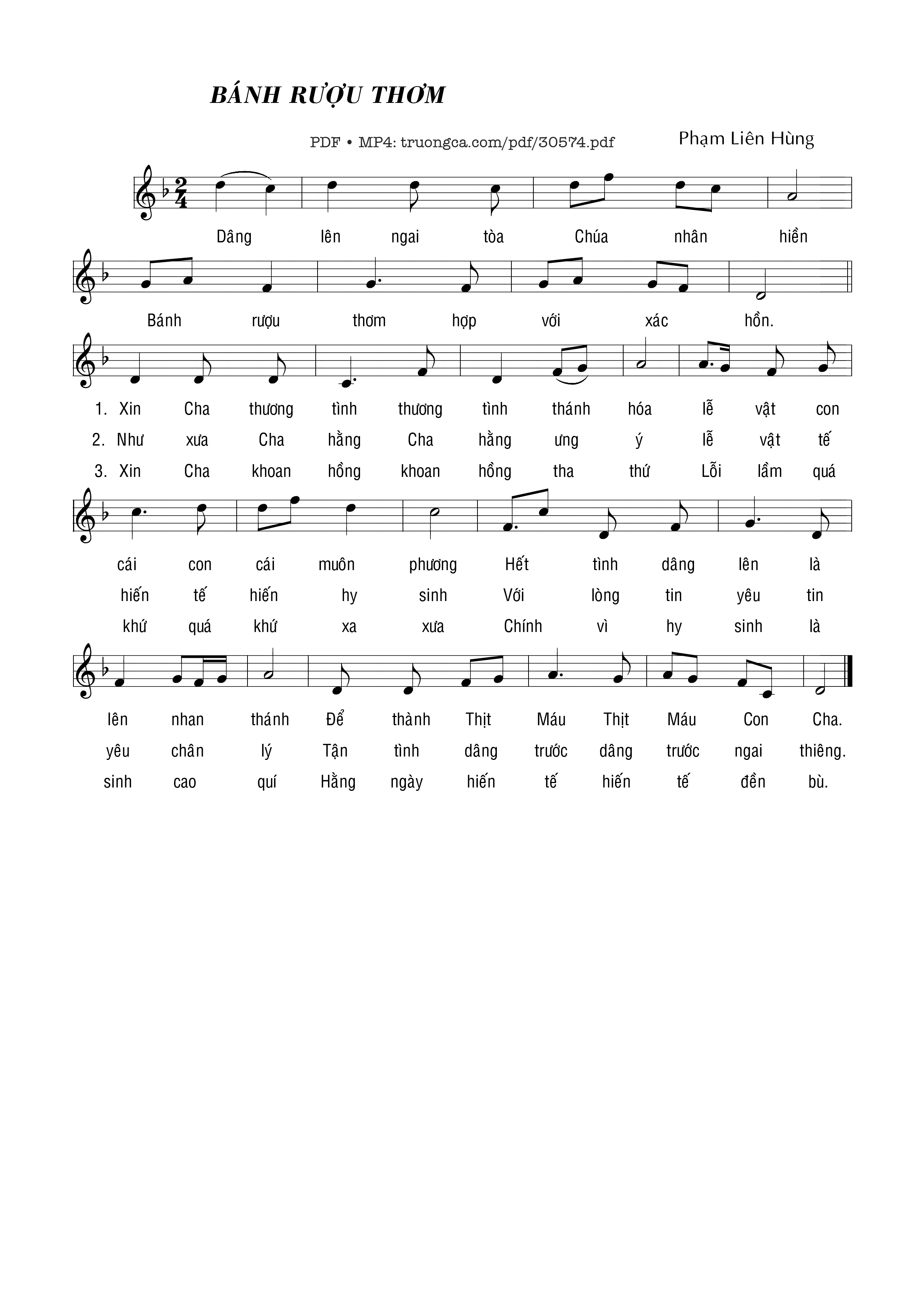 Sheet PDF of Bánh rượu thơm