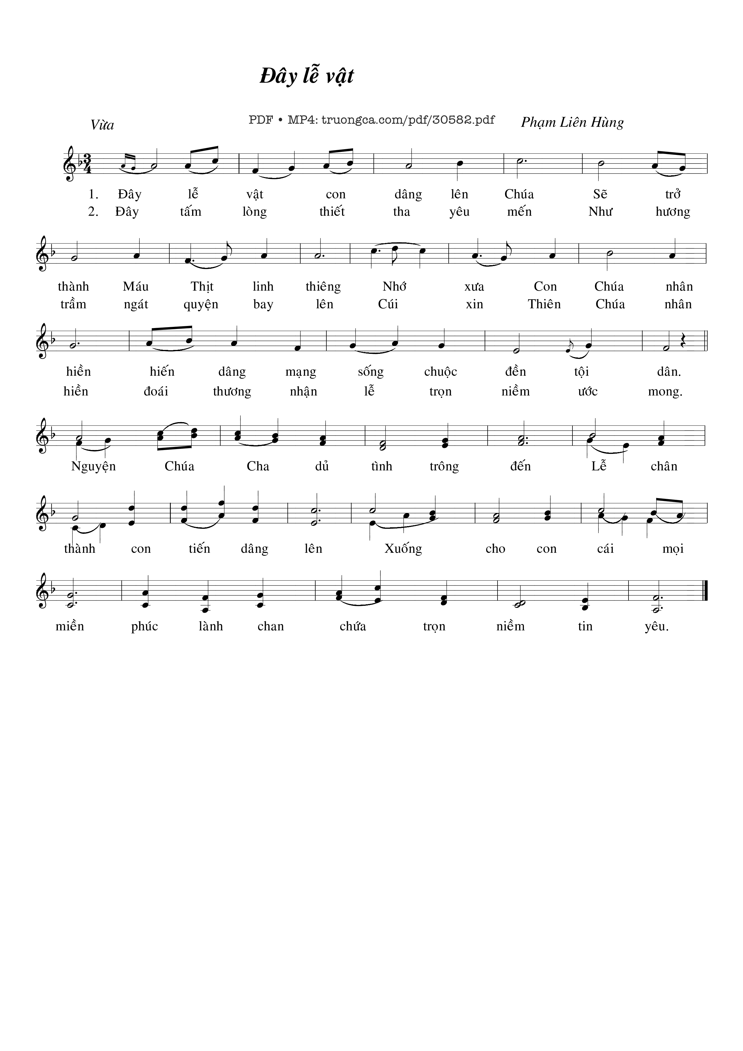 Page 1 of Sheet music PDF Đây lễ vật - Phạm Liên Hùng