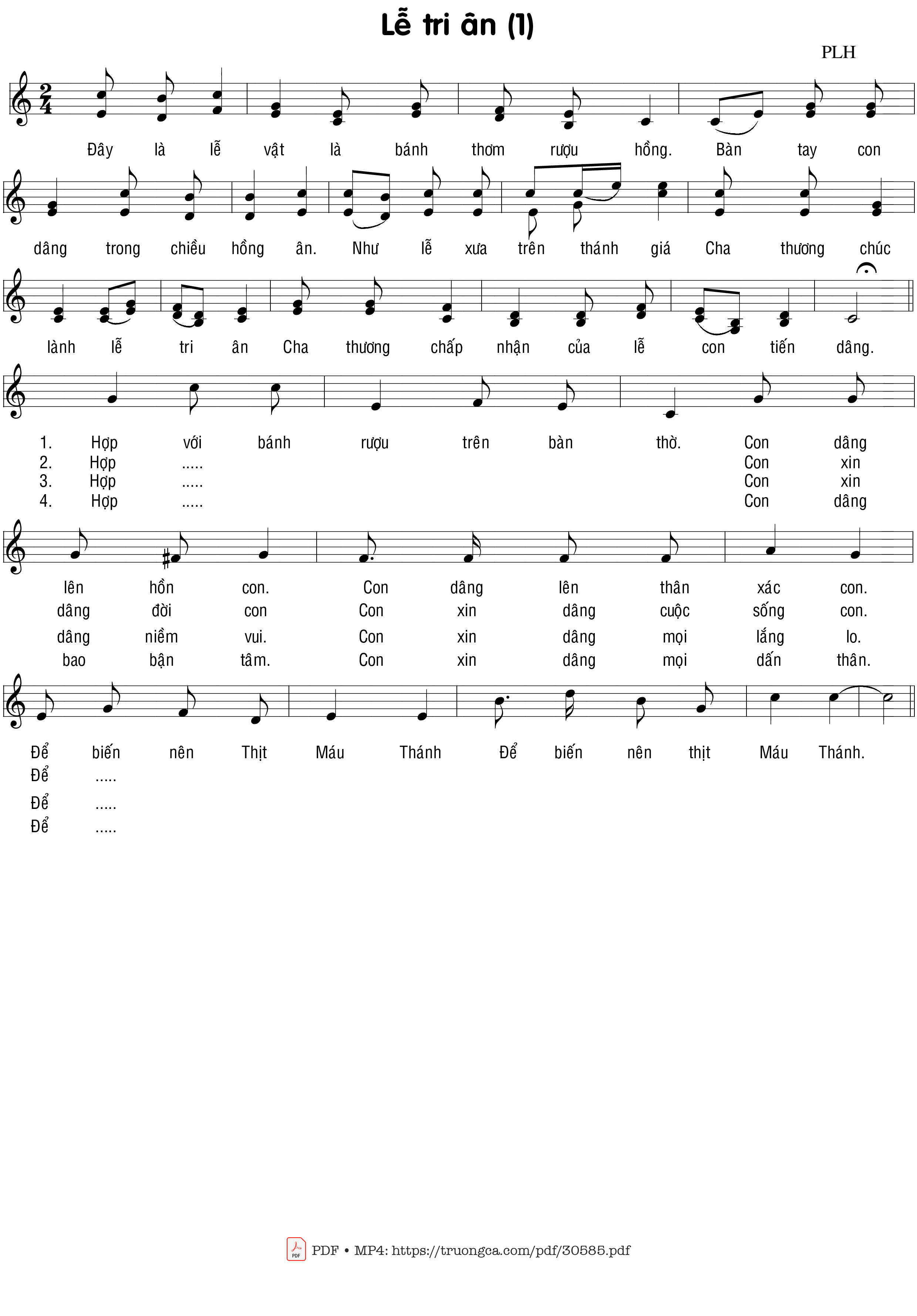 Page 1 of Sheet music PDF Lễ tri ân (1) - Phạm Liên Hùng