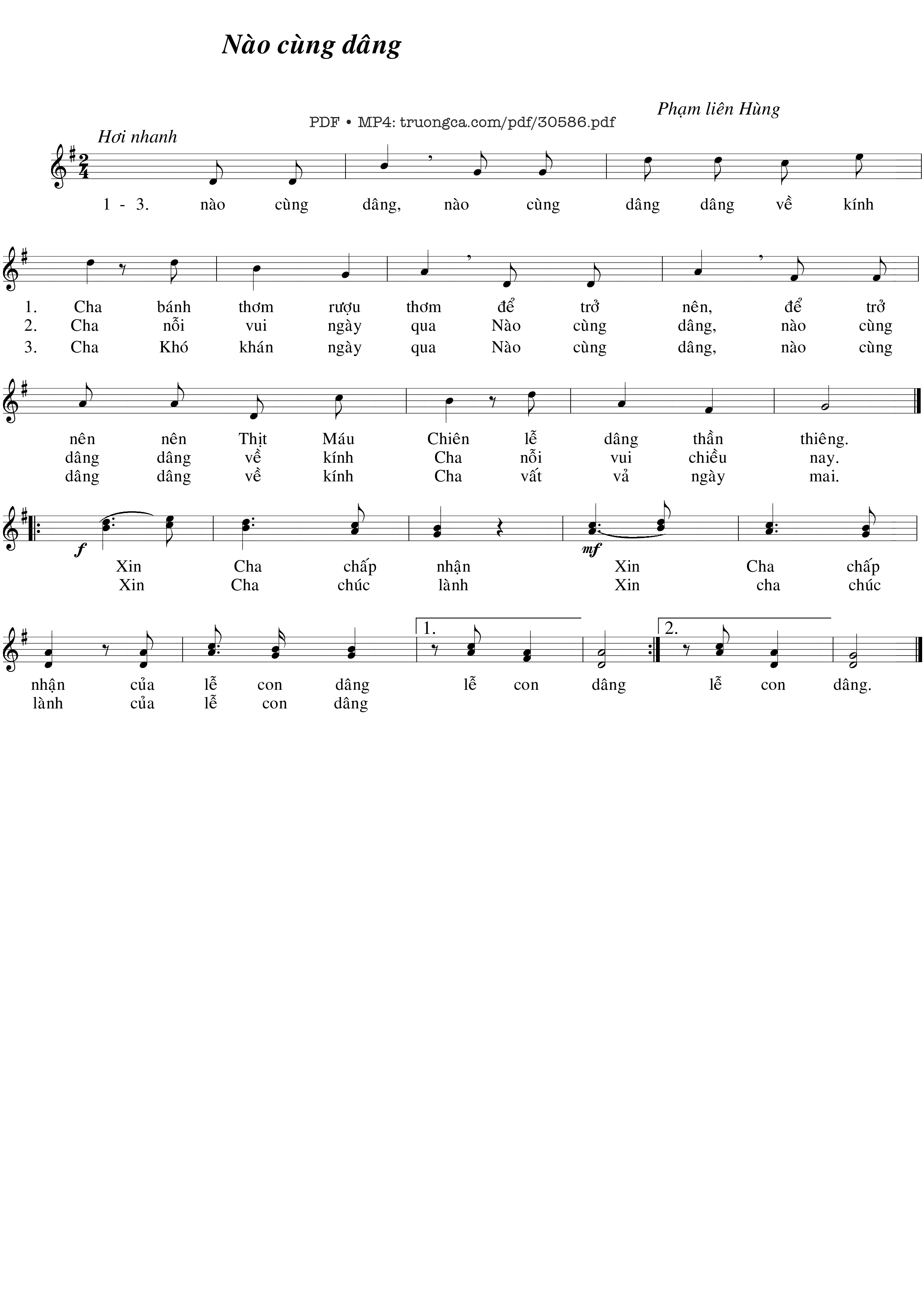 Page 1 of Sheet music PDF Nào cùng dâng - Phạm Liên Hùng