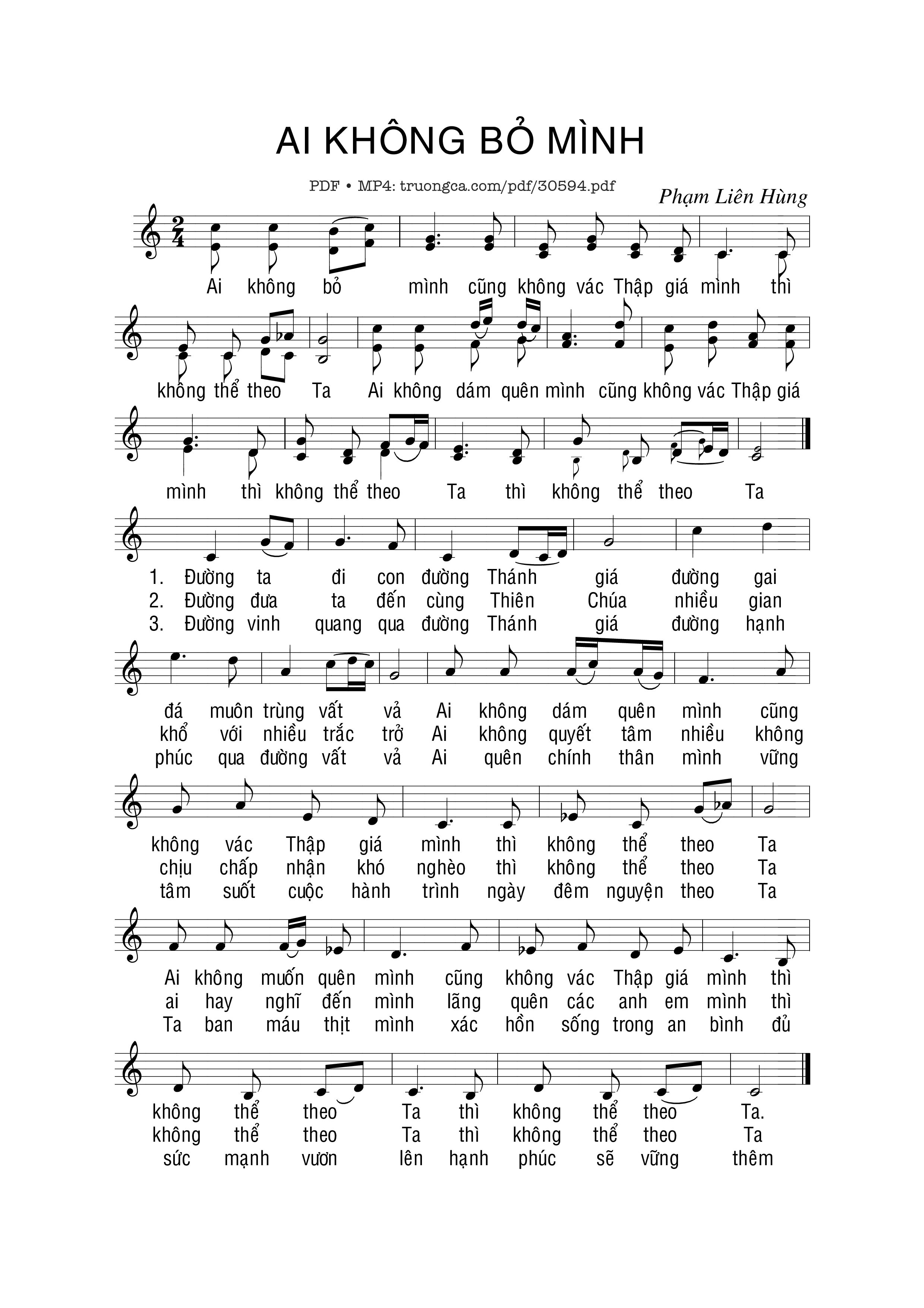 Page 1 of Sheet music PDF Ai không bỏ mình - Phạm Liên Hùng