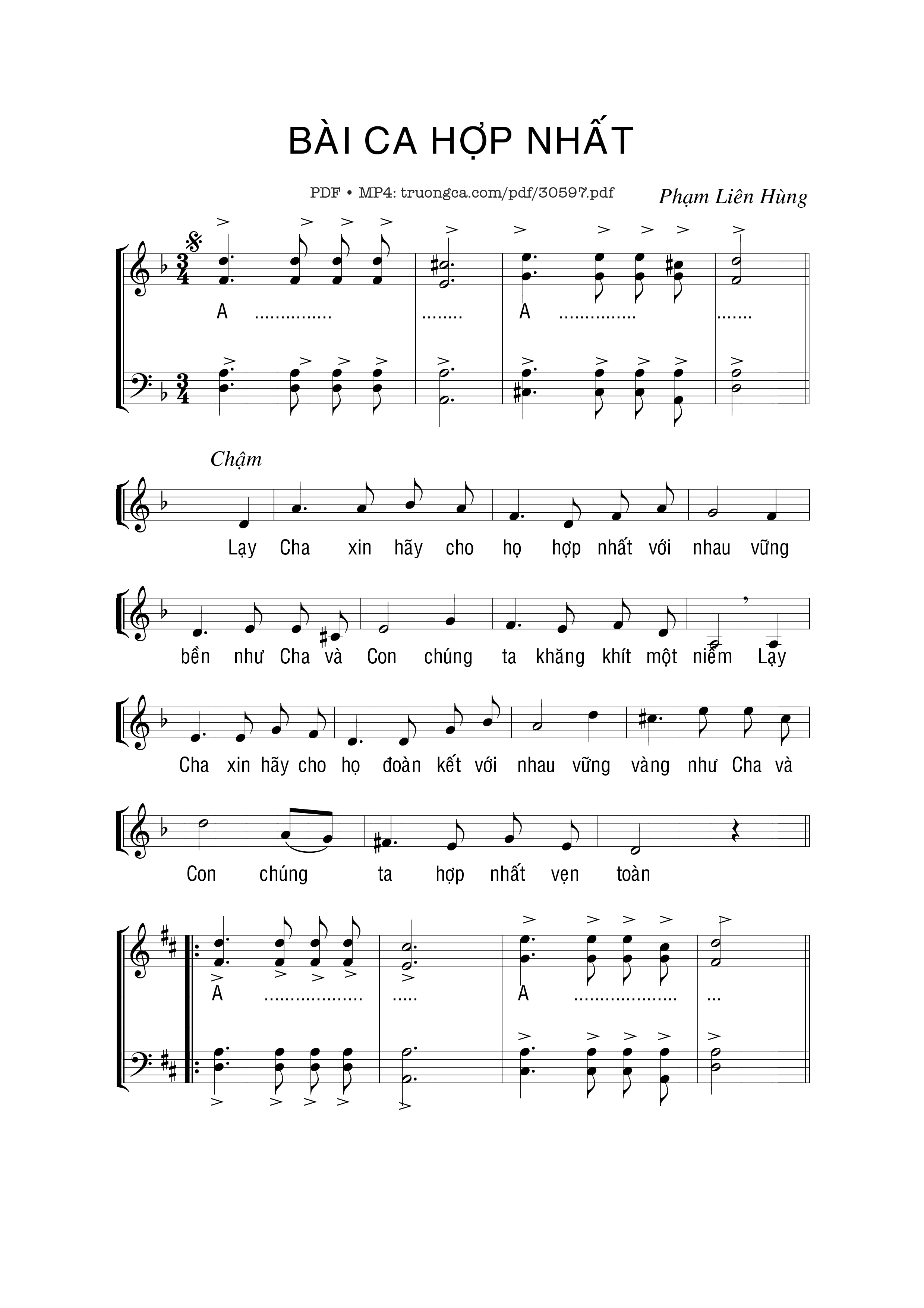 Page 1 of Sheet music PDF Bài ca hợp nhất - Phạm Liên Hùng