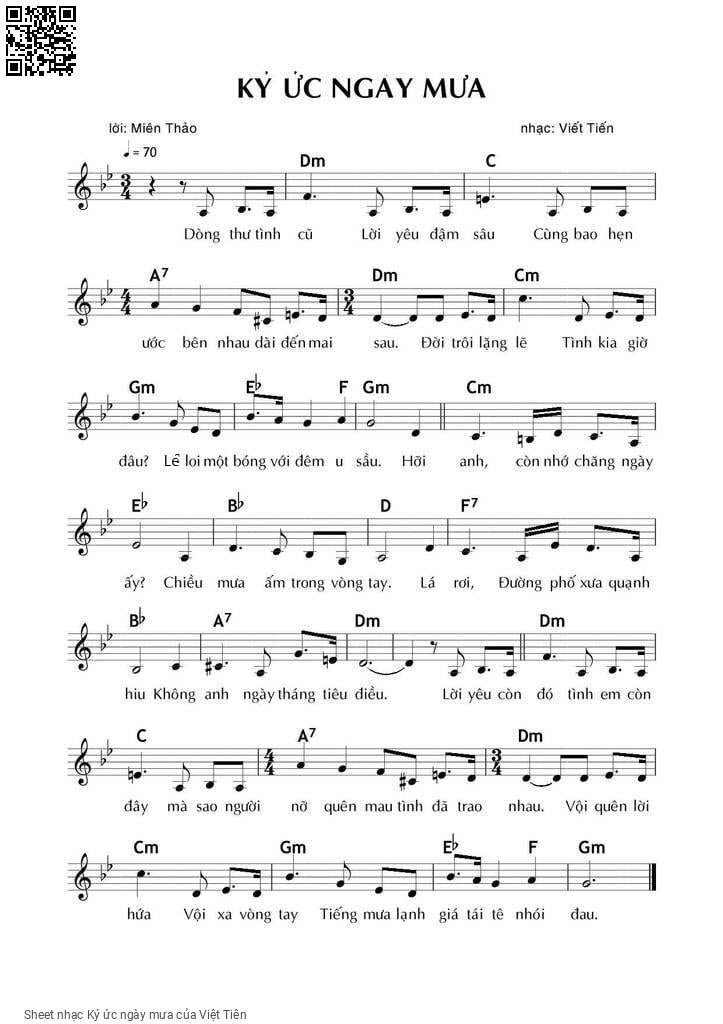 Sheet PDF of Ký ức ngày mưa