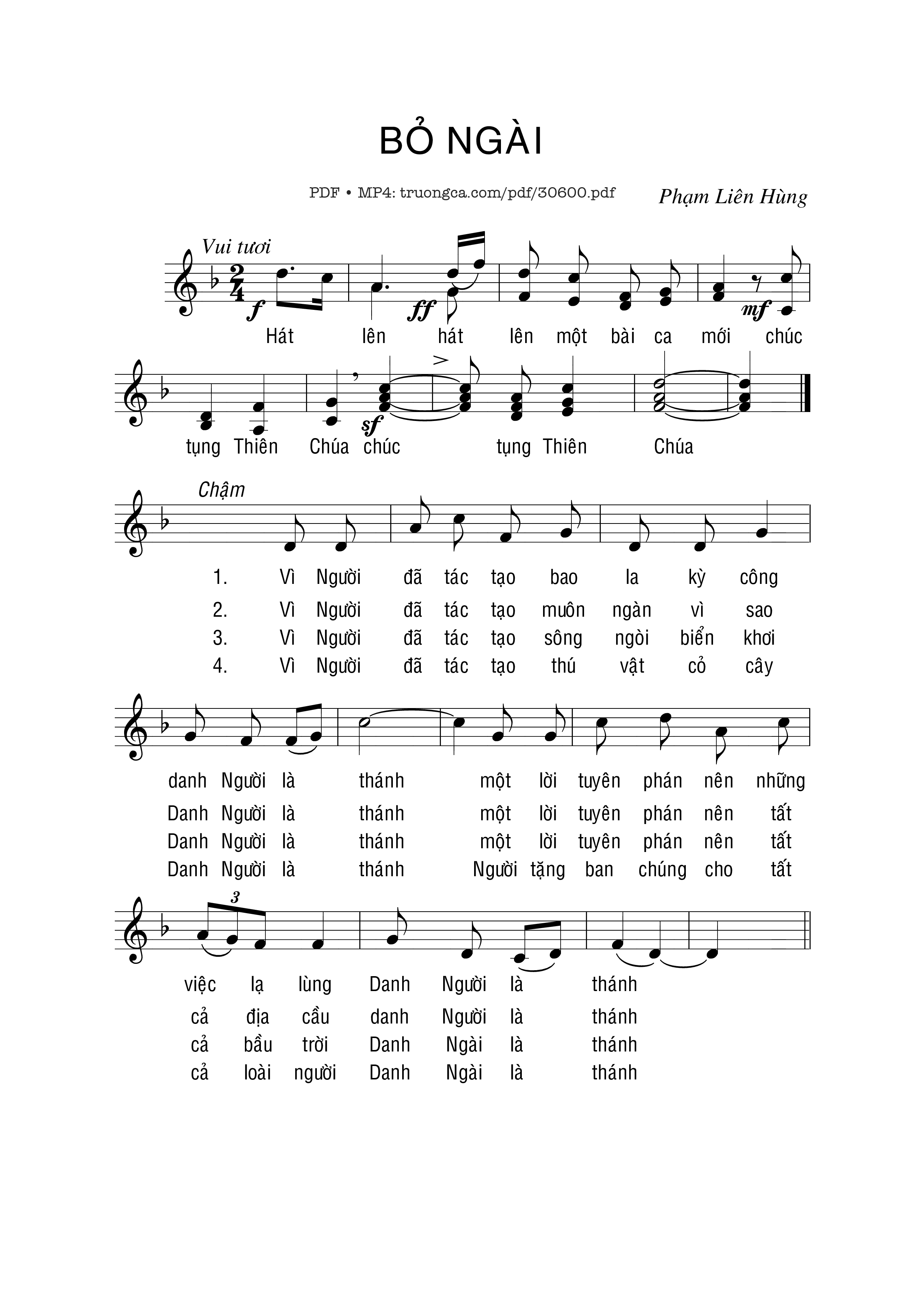 Page 1 of Sheet music PDF Bỏ Ngài - Phạm Liên Hùng