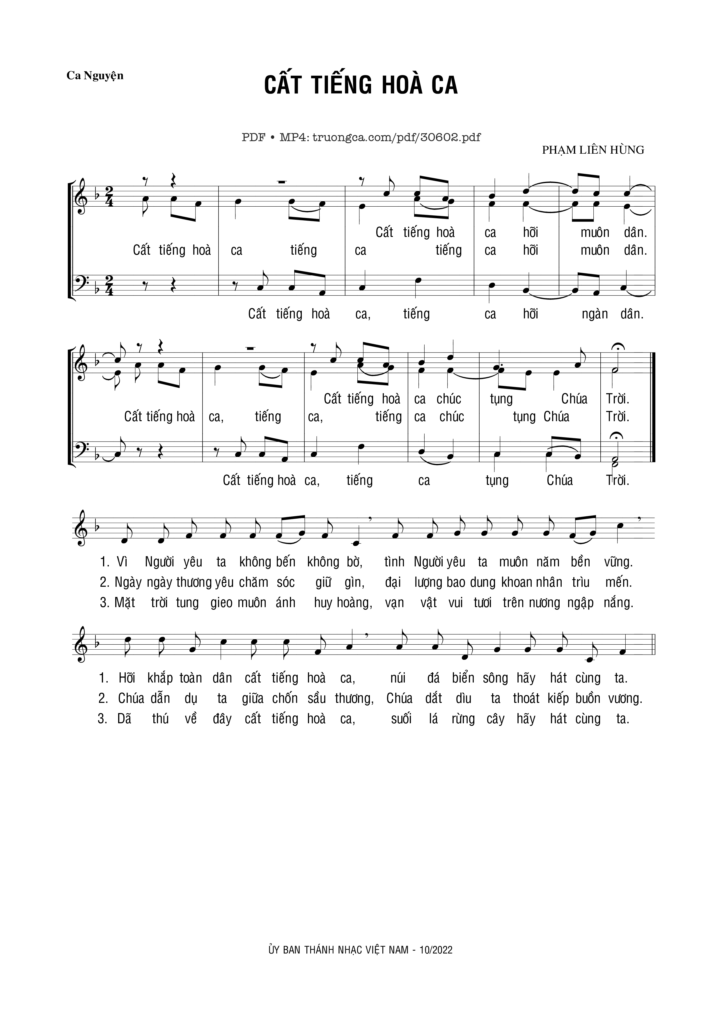 Sheet PDF of Cất tiếng hòa ca