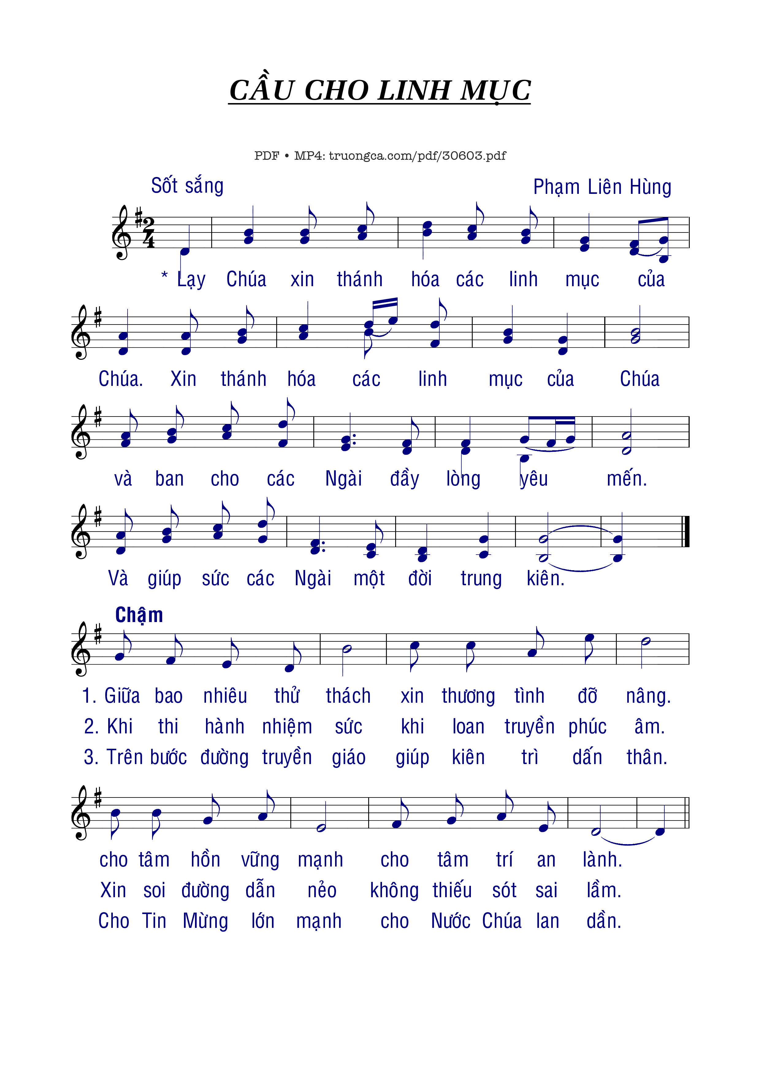 Sheet PDF of Cầu cho Linh mục