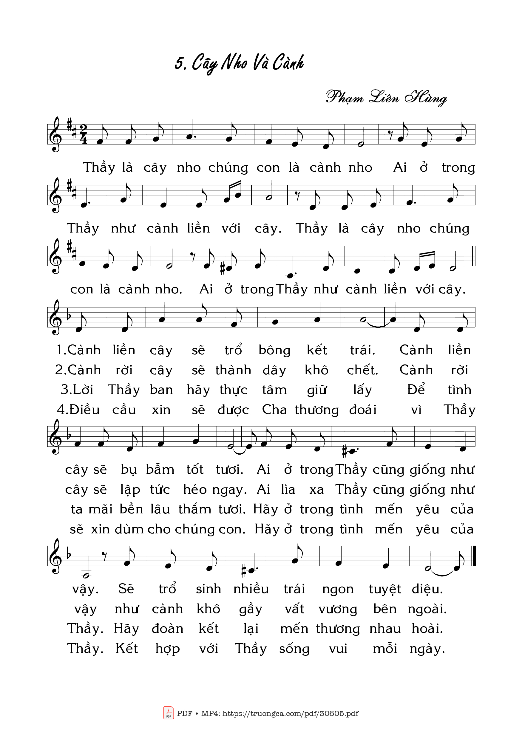 Sheet PDF of Cây Nho Và Cành