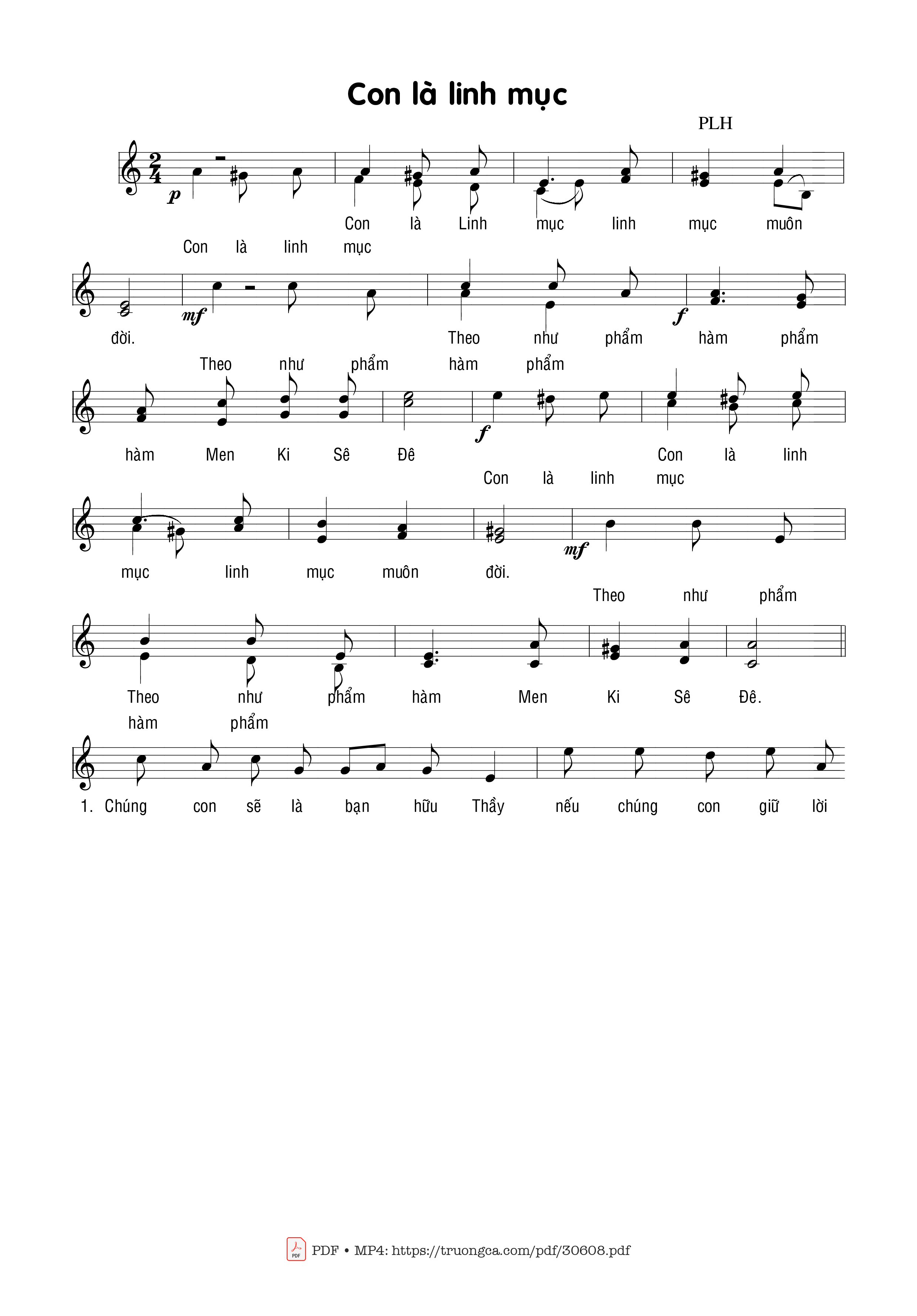 Sheet PDF of Con là Linh mục