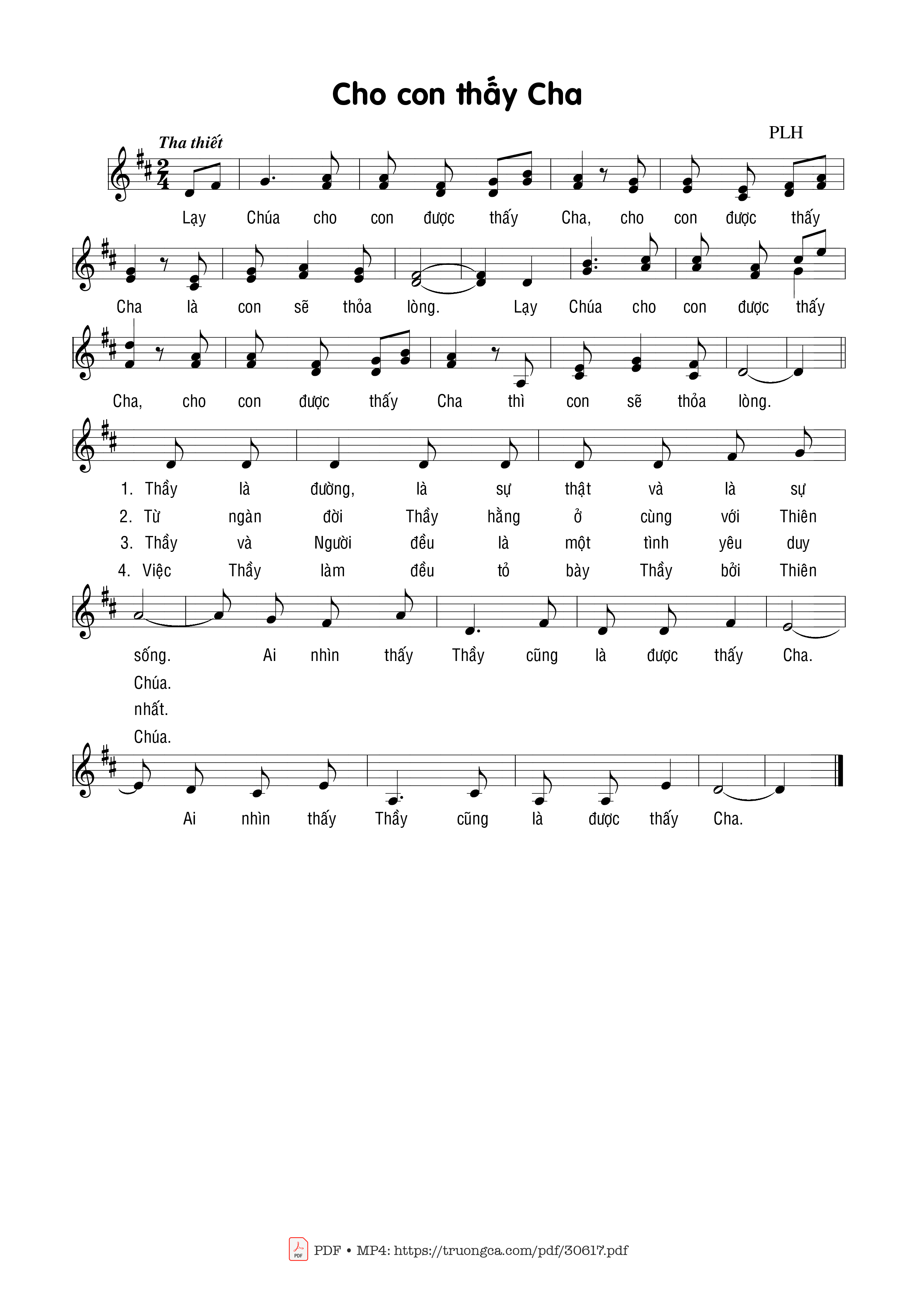 Page 1 of Sheet music PDF Cho Con Thấy Cha - Phạm Liên Hùng