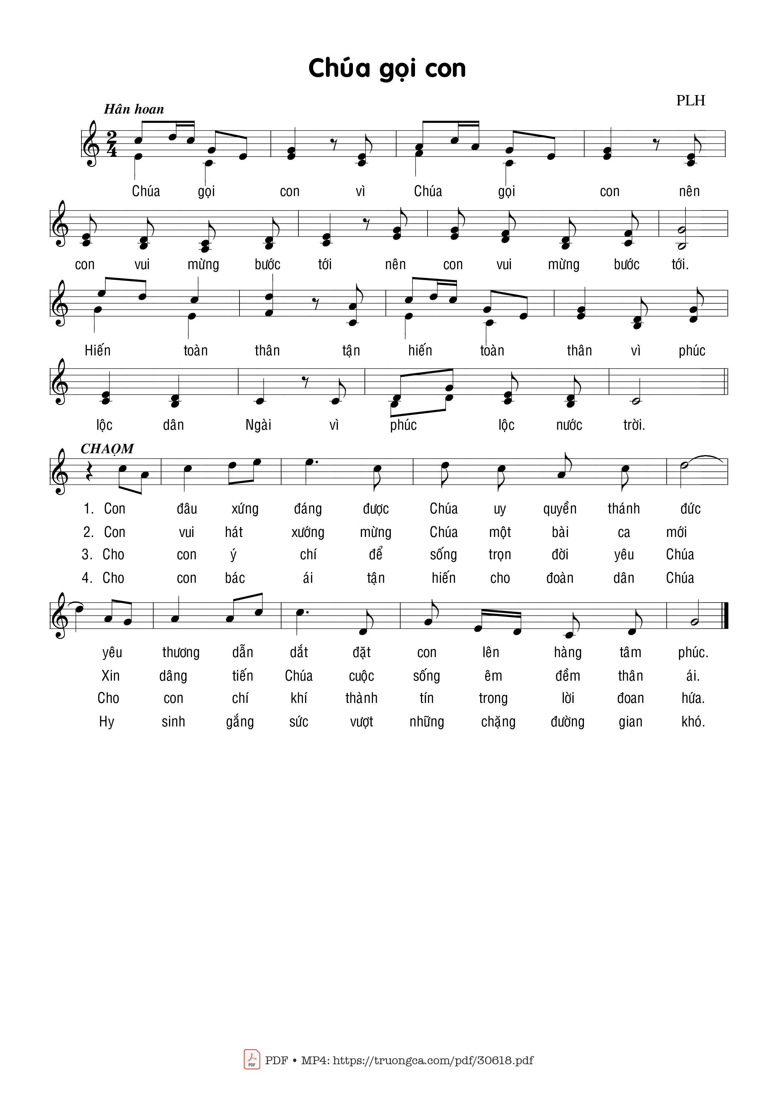 Page 1 of Sheet music PDF Chúa gọi con - Phạm Liên Hùng