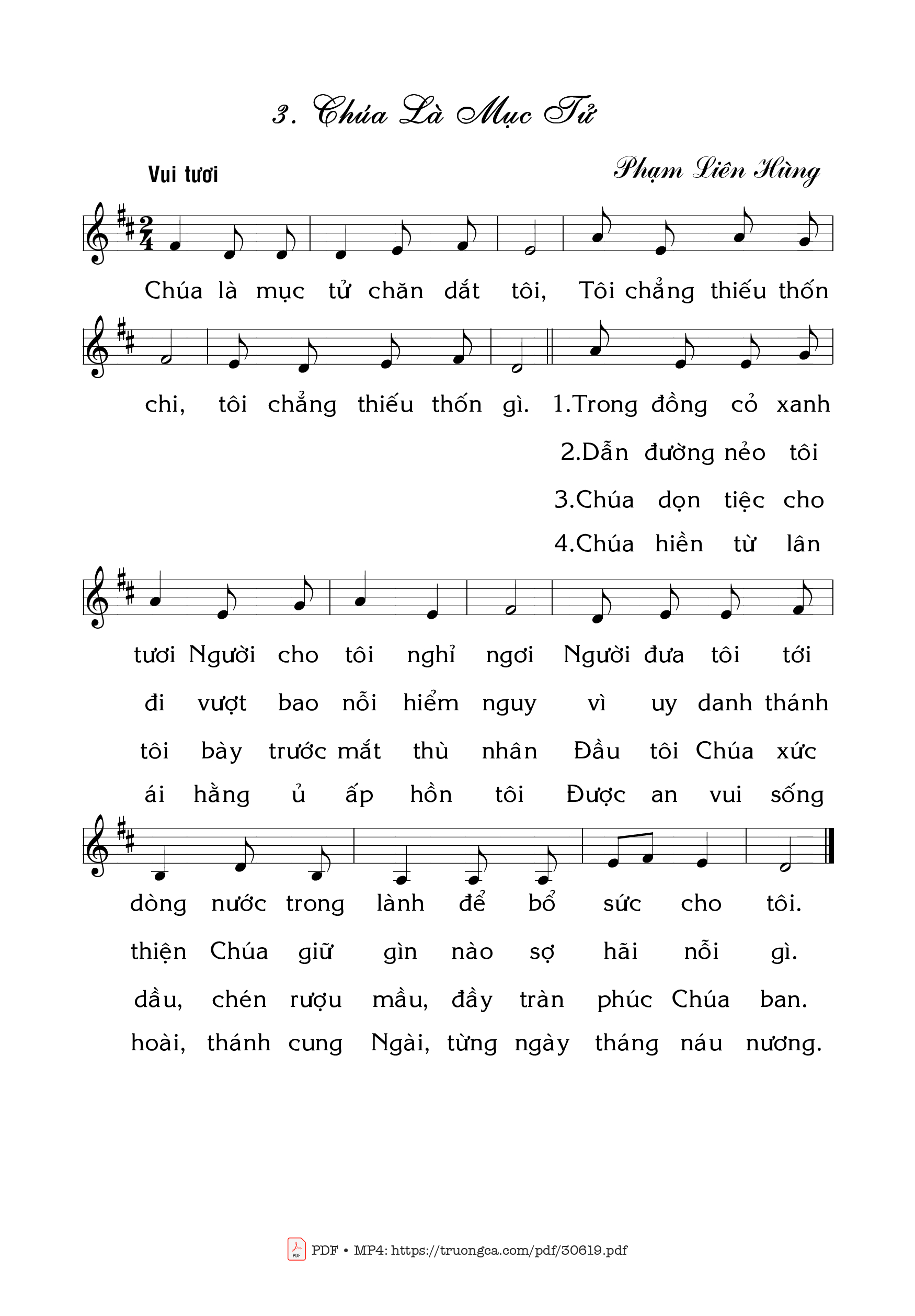 Page 1 of Sheet music PDF Chúa Là Mục Tử - Phạm Liên Hùng