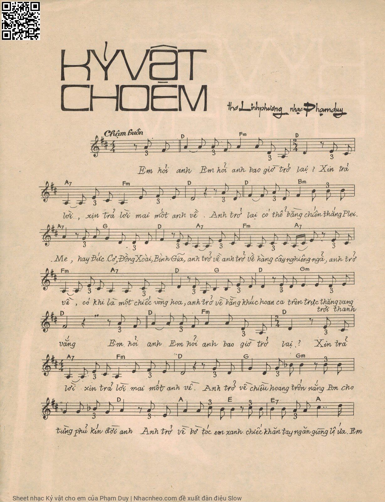 Page 2 of Sheet music PDF Kỷ vật cho em - Phạm Duy