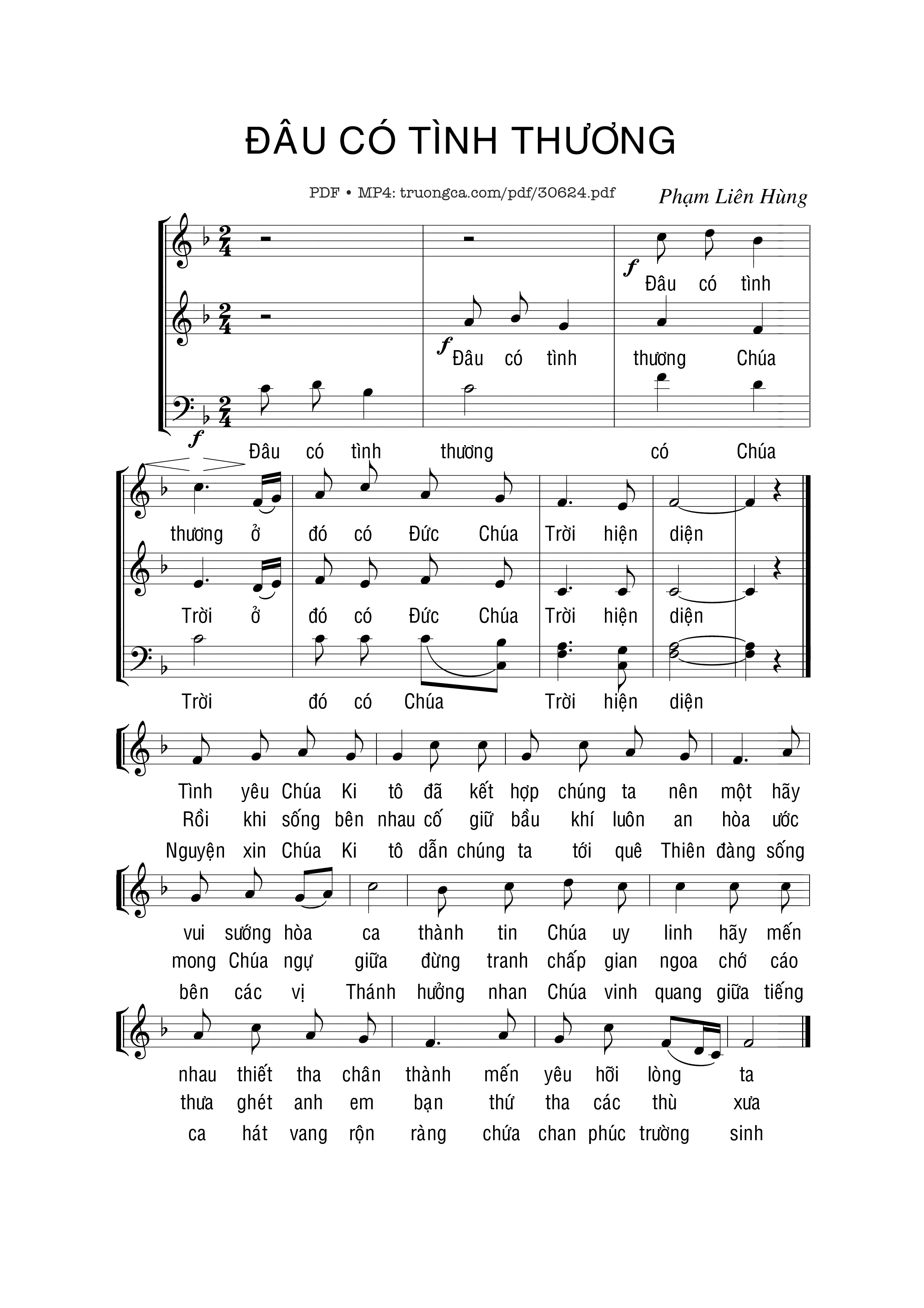 Page 1 of Sheet music PDF Đâu Có Tình Thương - Phạm Liên Hùng