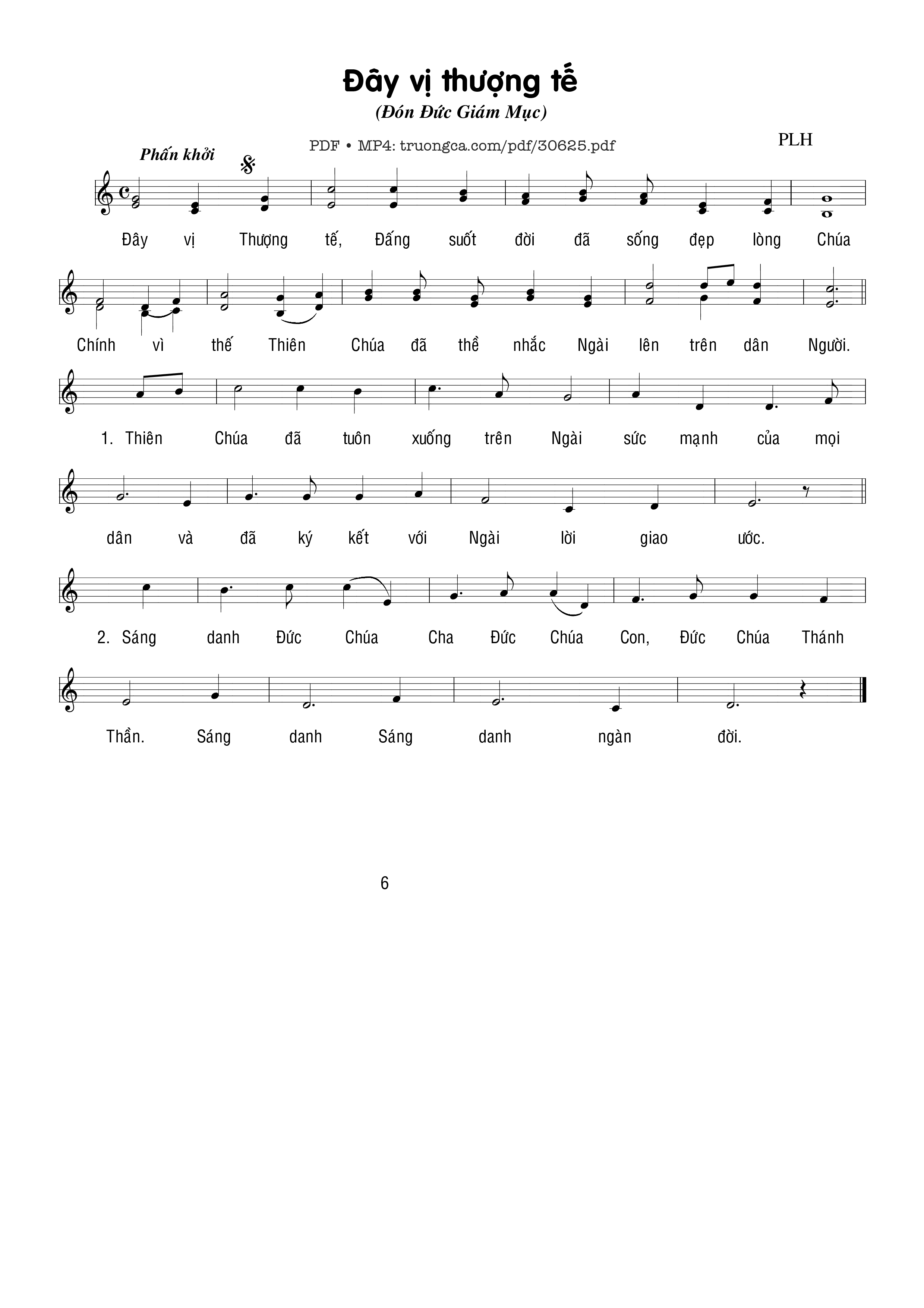 Page 1 of Sheet music PDF Đây vị Thượng tế - Phạm Liên Hùng