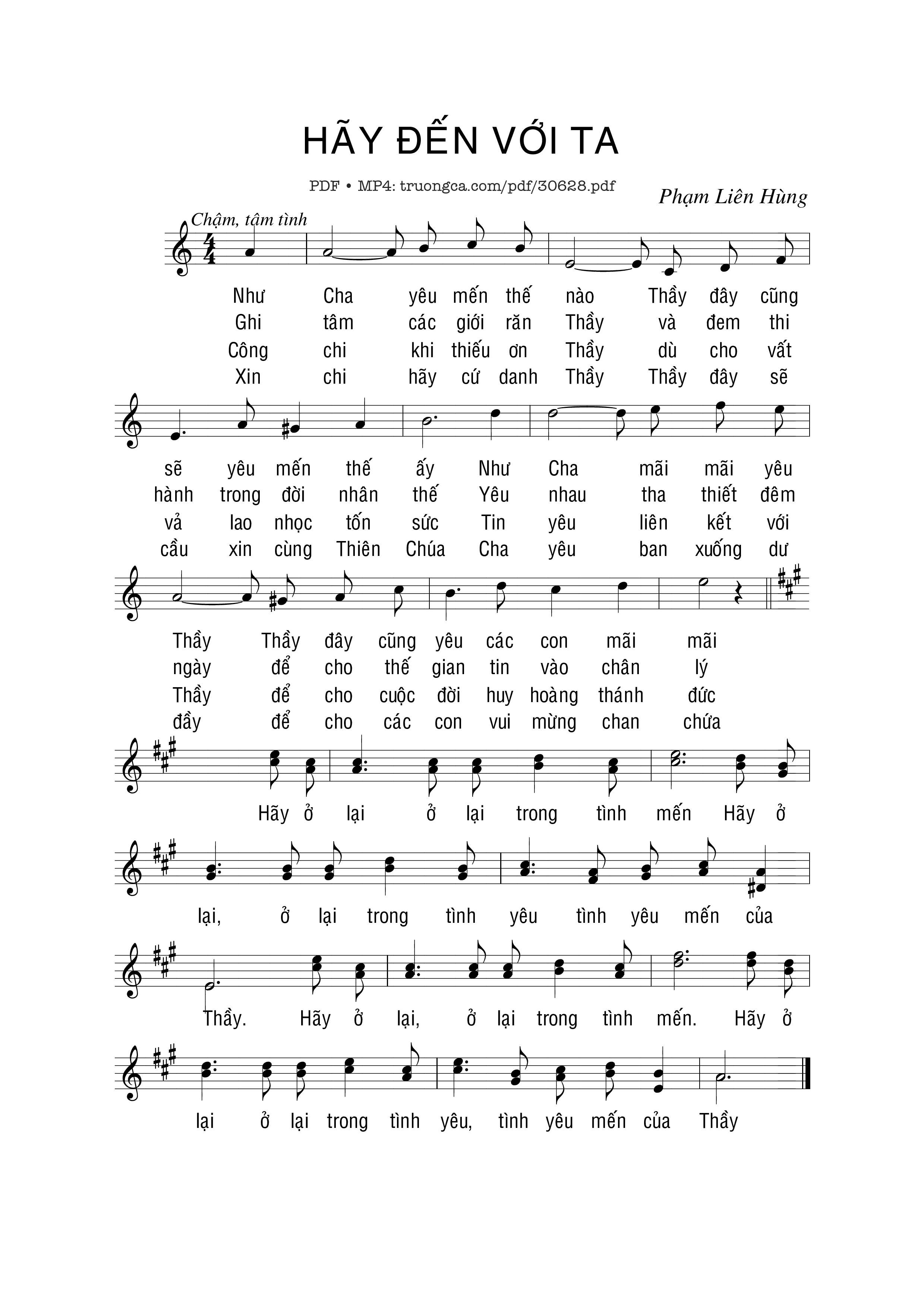 Page 1 of Sheet music PDF Hãy đến với Ta - Phạm Liên Hùng
