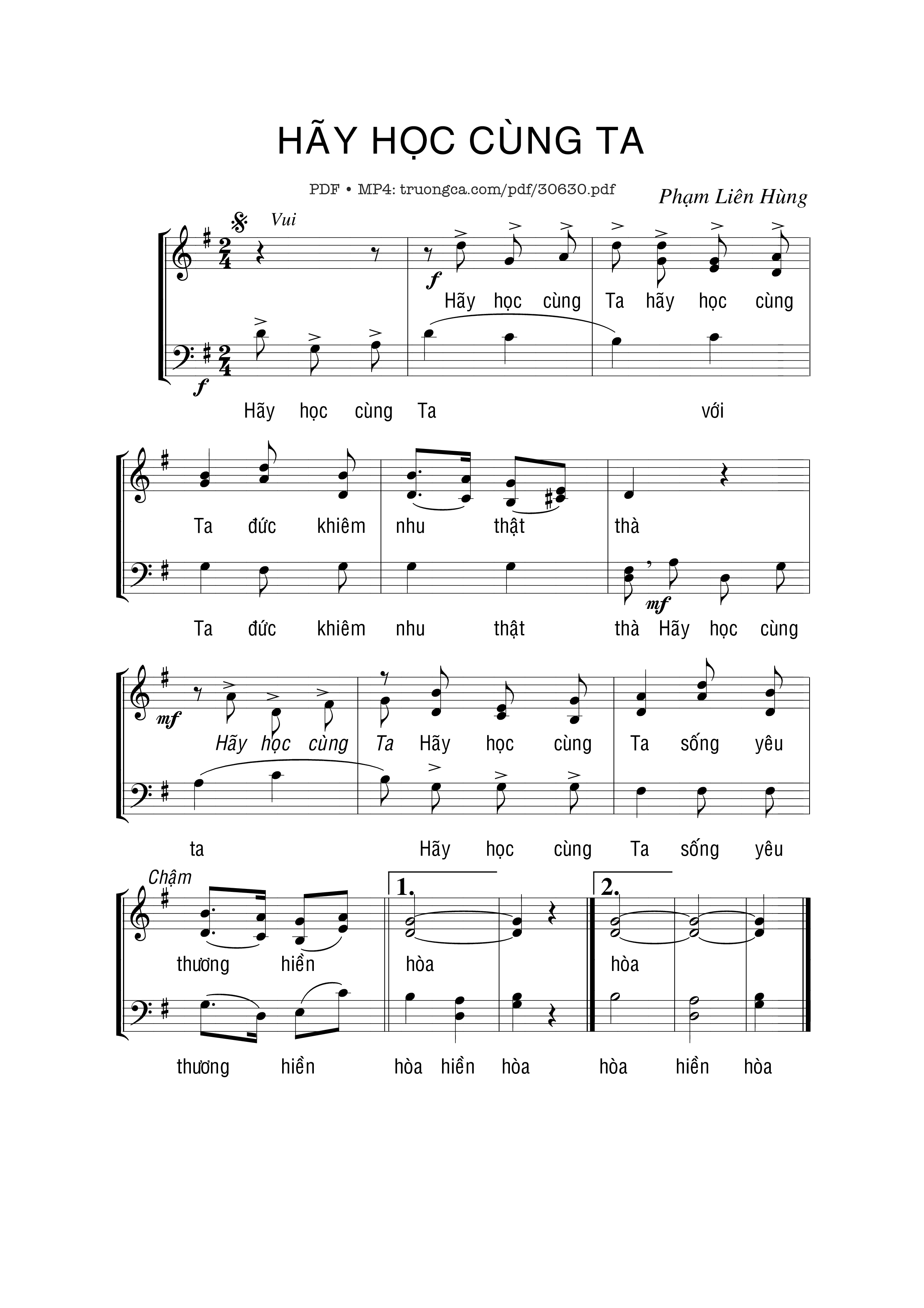 Sheet PDF of Hãy học cùng Ta