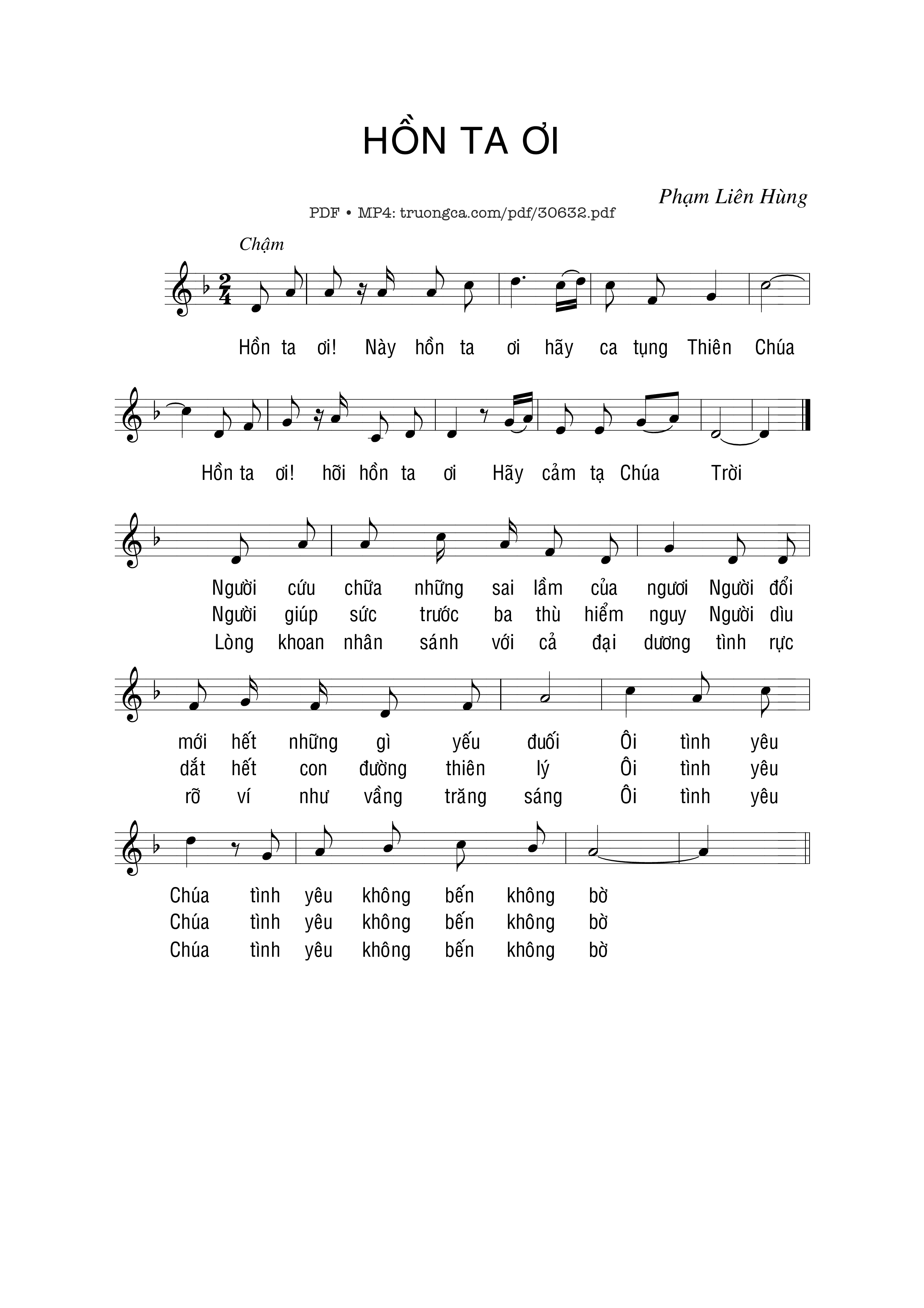 Page 1 of Sheet music PDF Hồn ta ơi - Phạm Liên Hùng