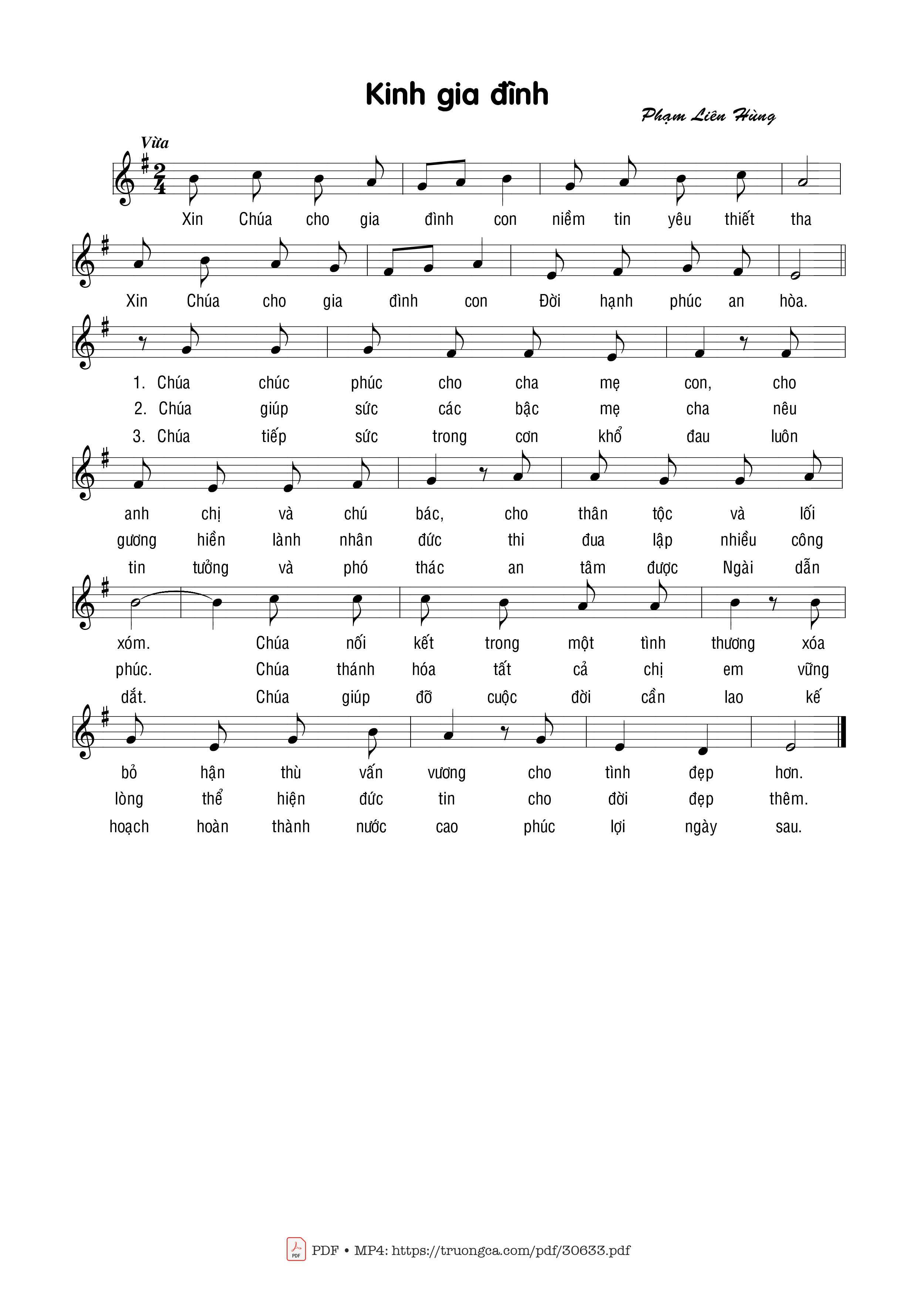 Sheet PDF of Kinh gia đình