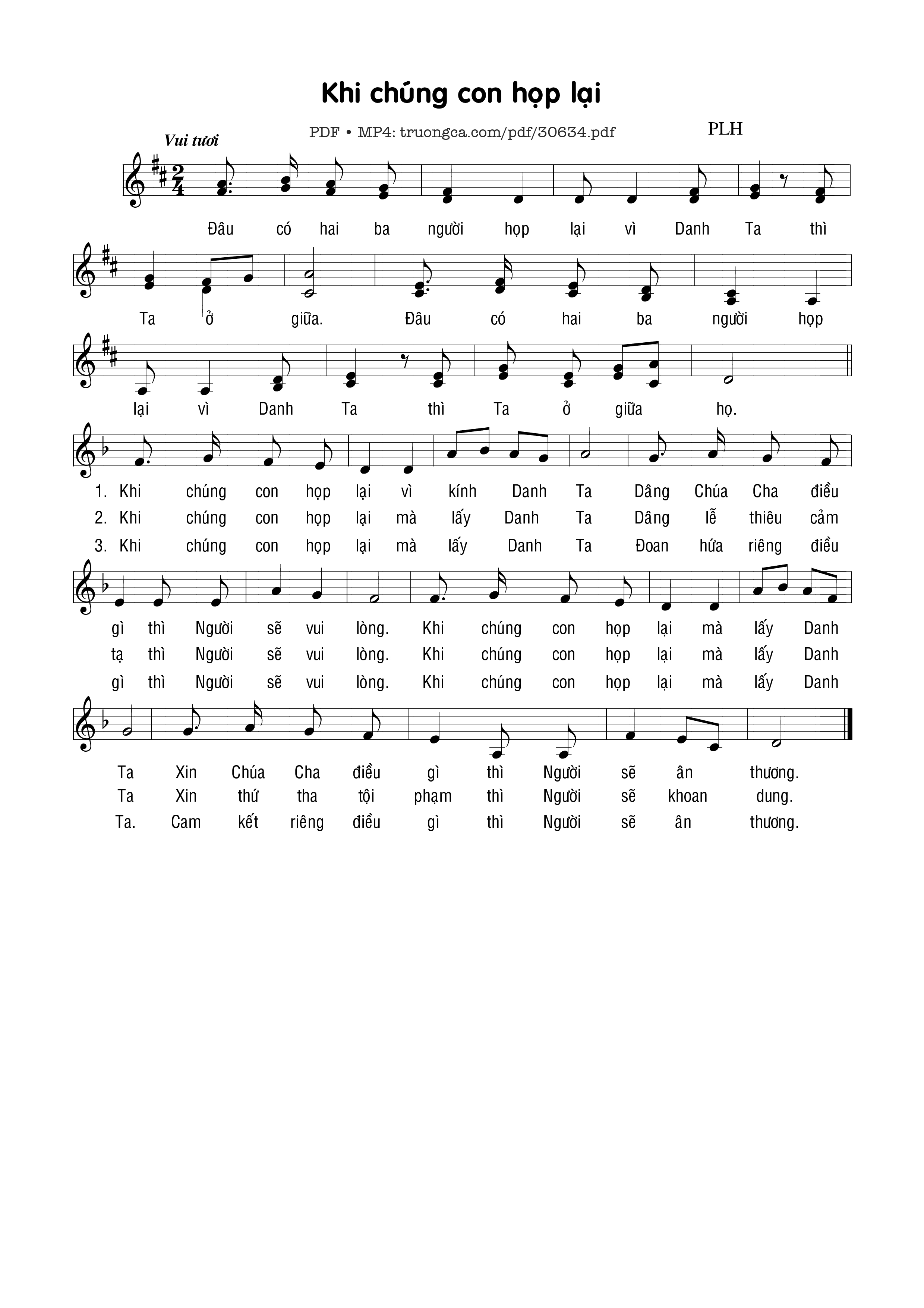 Sheet PDF of Khi chúng con họp lại