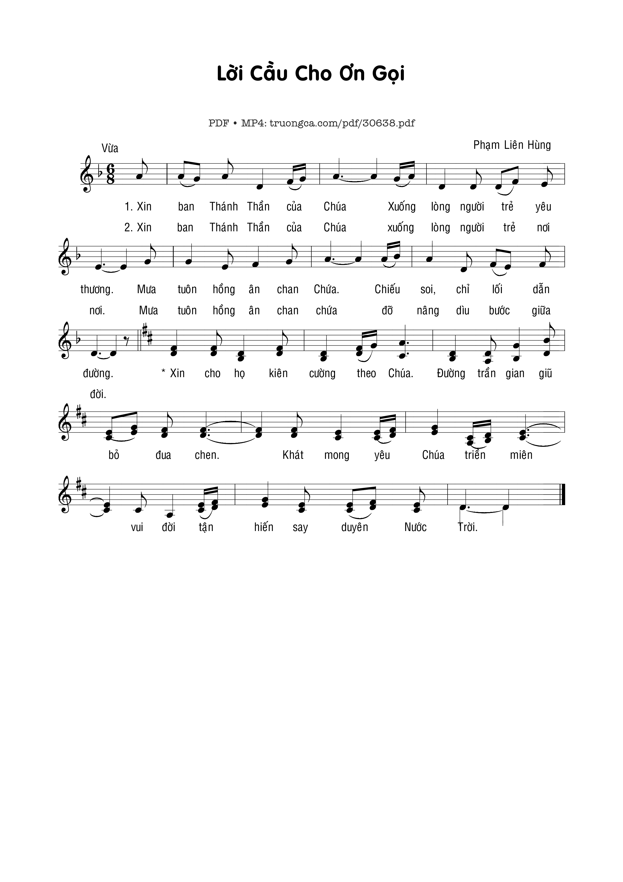 Sheet PDF of Lời cầu cho ơn gọi (2)