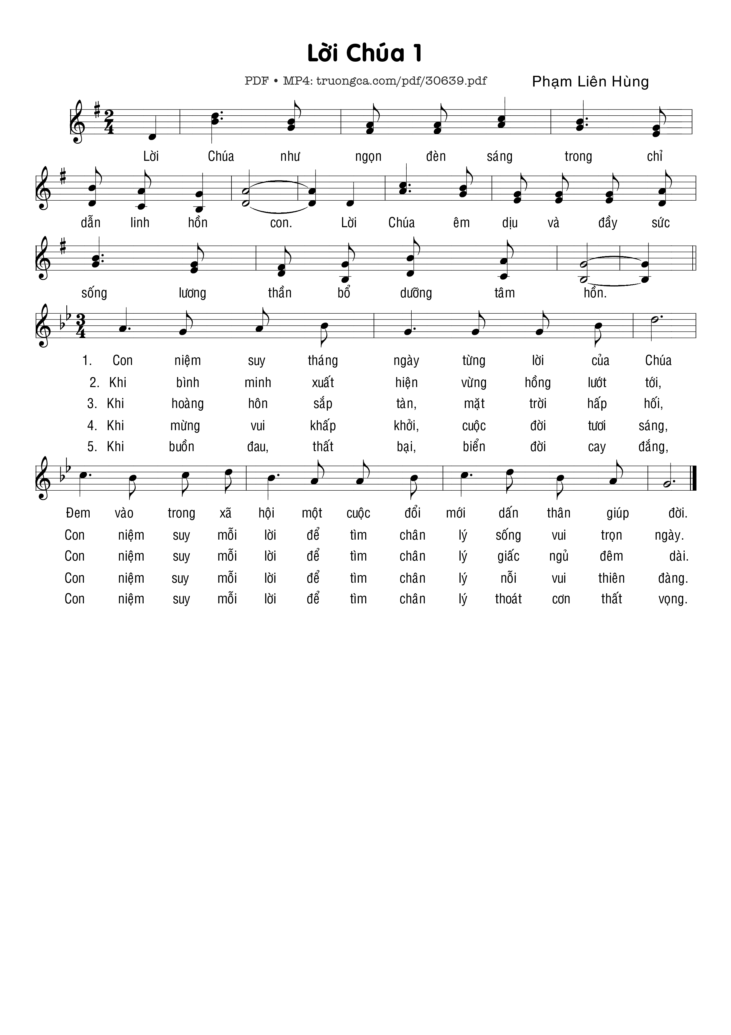Page 1 of Sheet music PDF Lời Chúa (1) - Phạm Liên Hùng