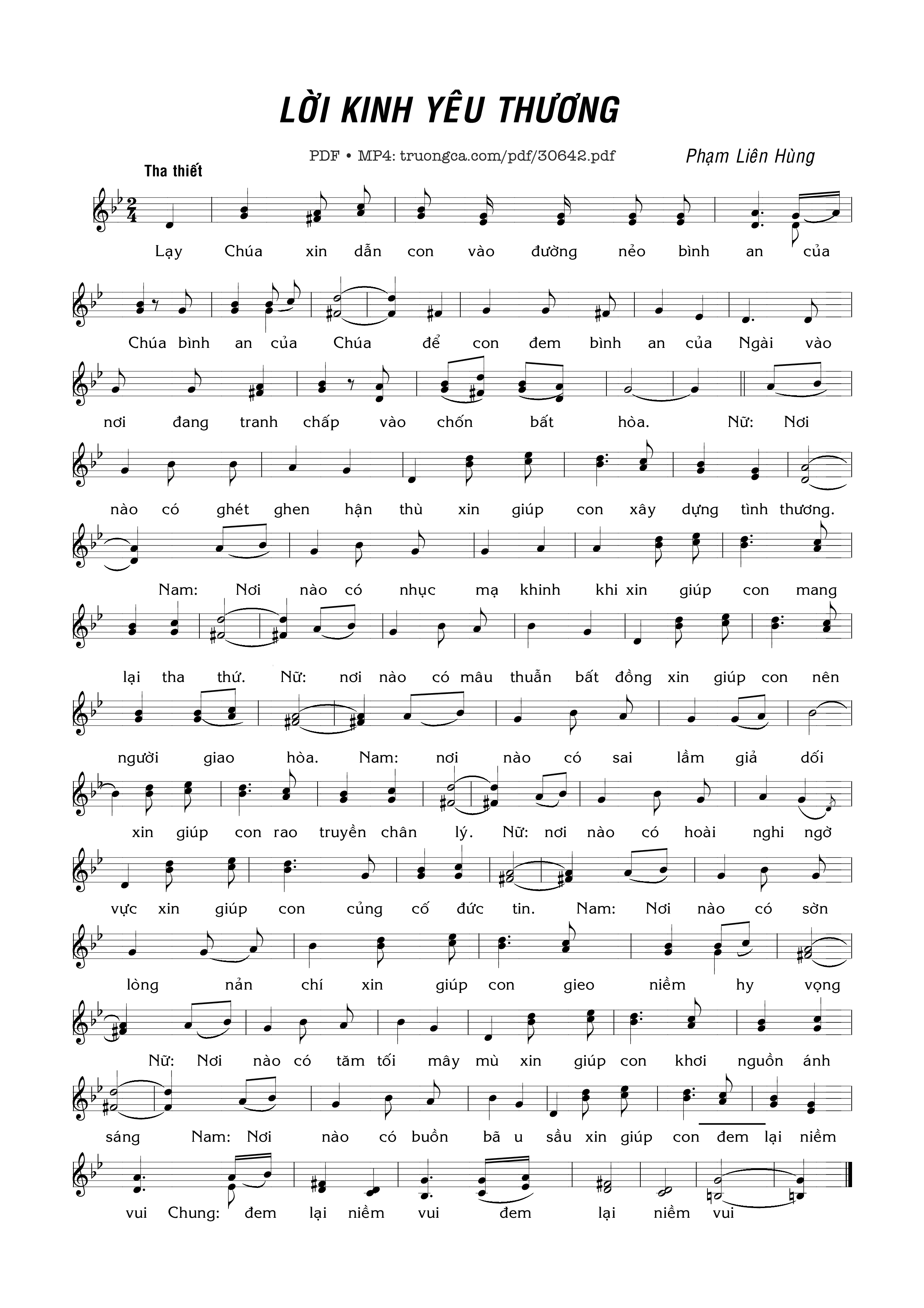 Sheet PDF of Lời Kinh Yêu Thương (1)