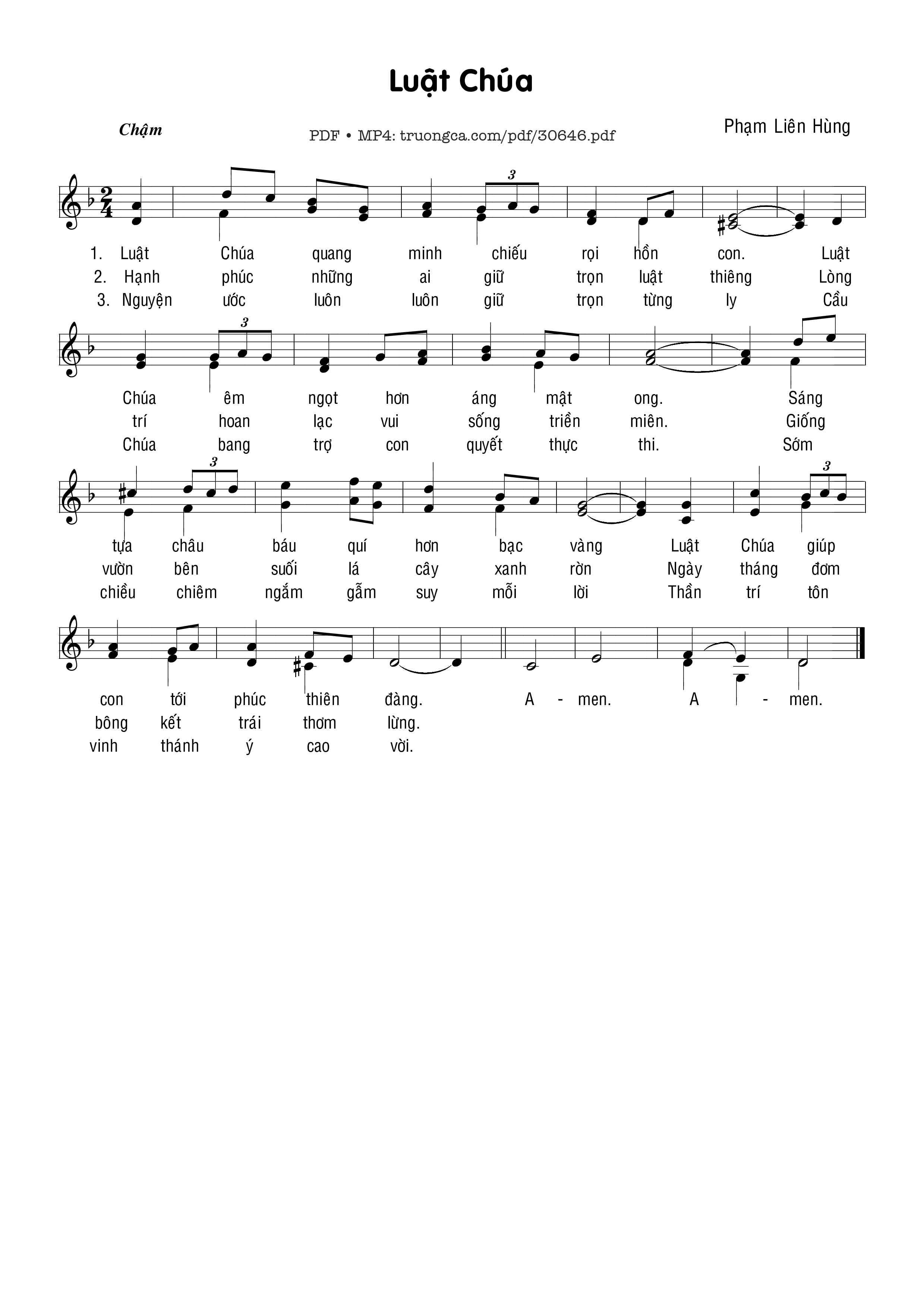 Sheet PDF of Luật Chúa - Phạm Liên Hùng