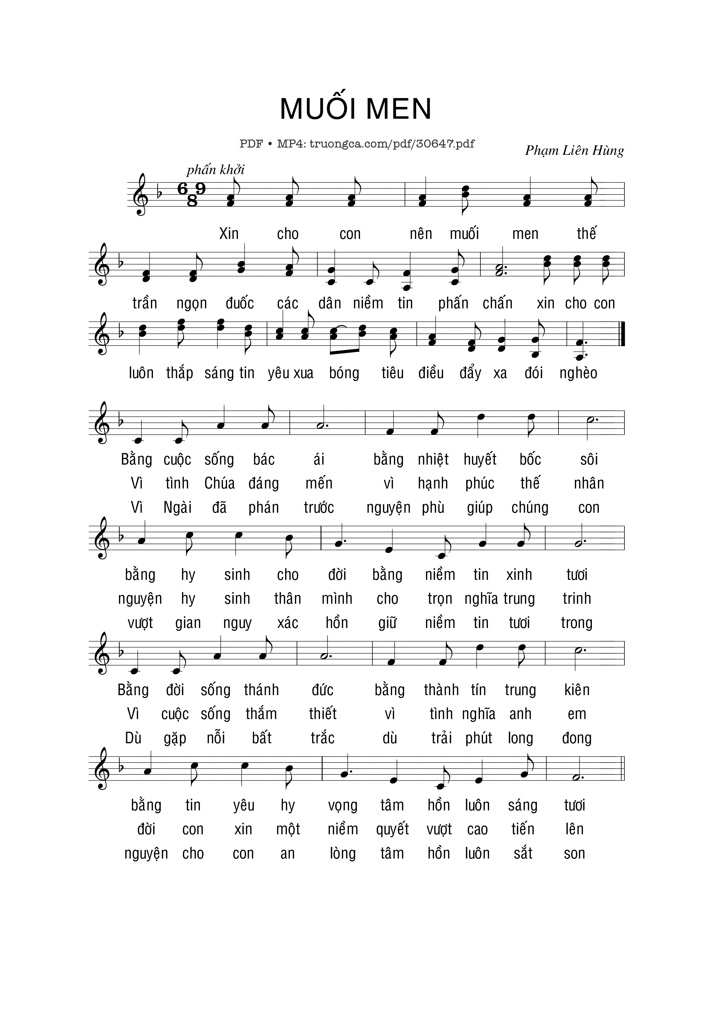 Page 1 of Sheet music PDF Muối Men - Phạm Liên Hùng