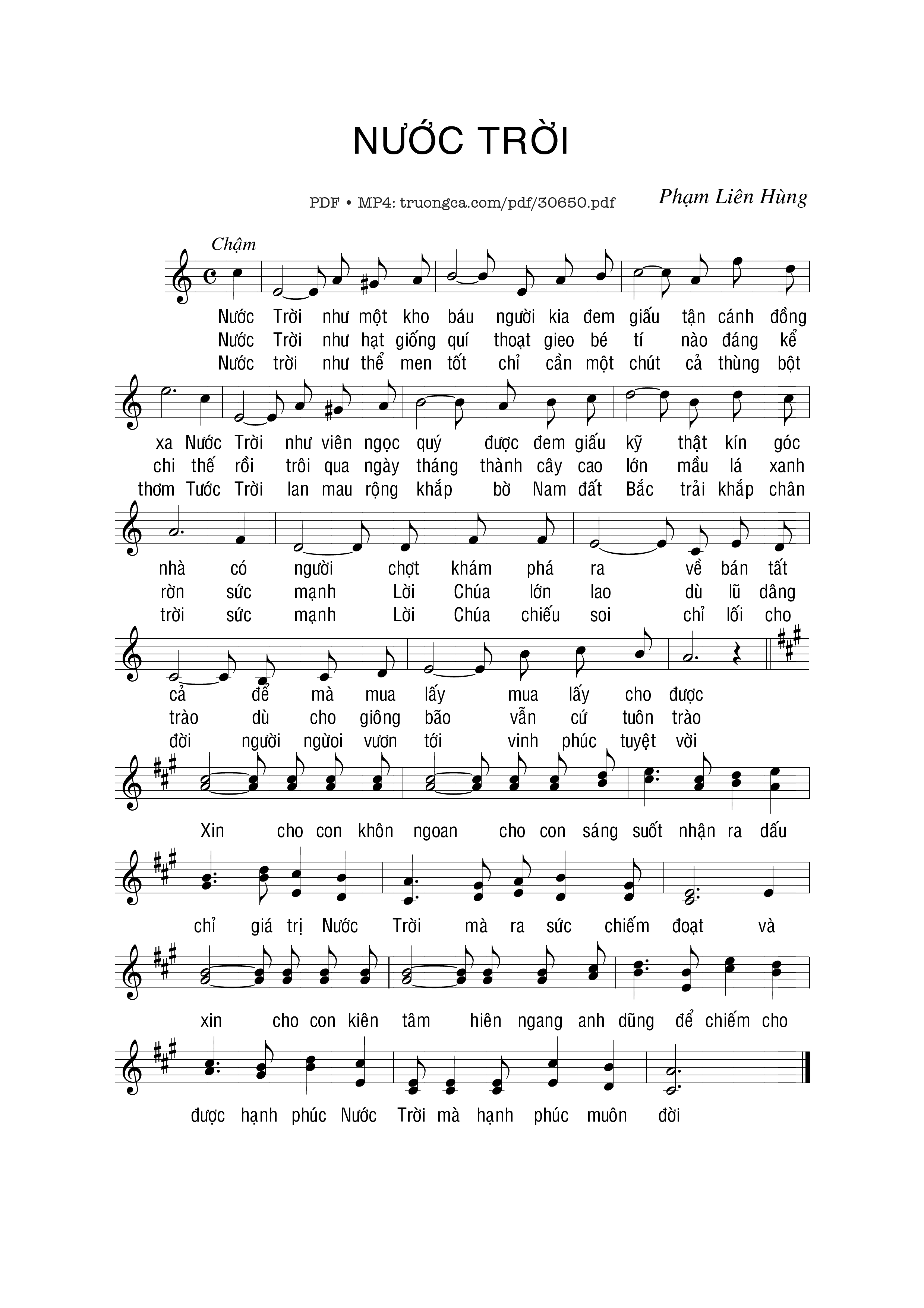 Page 1 of Sheet music PDF Nước Trời - Phạm Liên Hùng