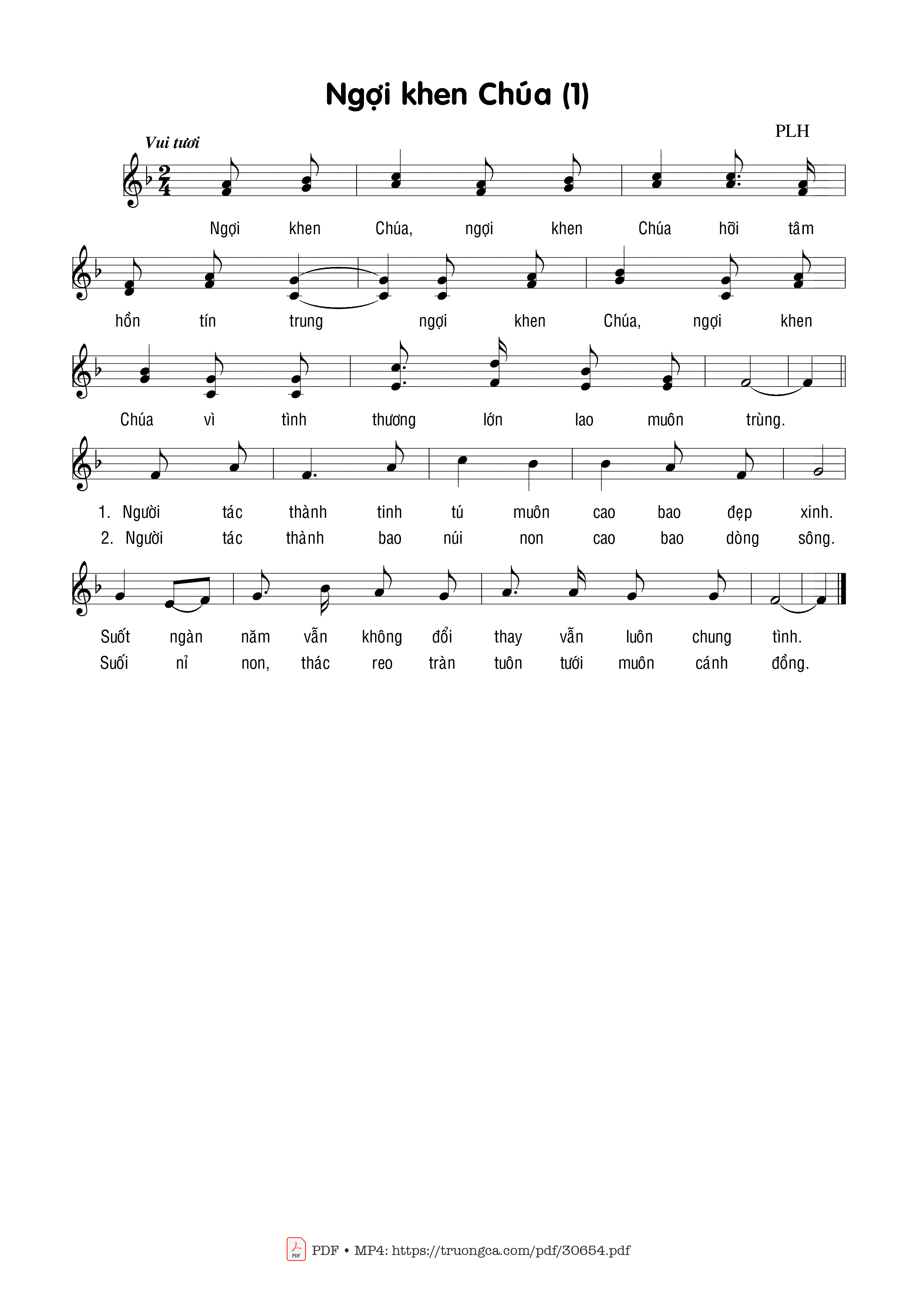 Page 1 of Sheet music PDF Ngợi Khen Chúa (1) - Phạm Liên Hùng
