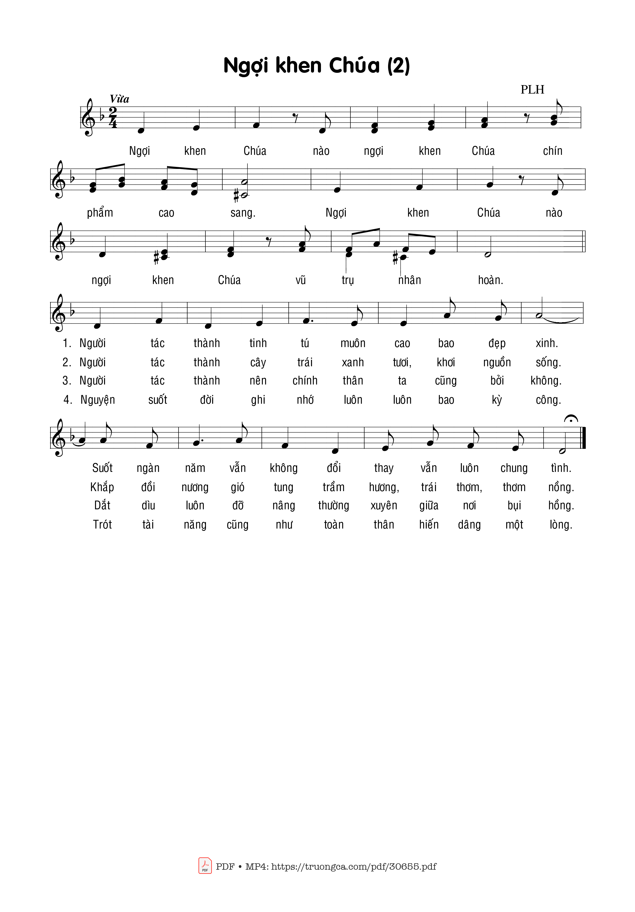Page 1 of Sheet music PDF Ngợi Khen Chúa (2) - Phạm Liên Hùng