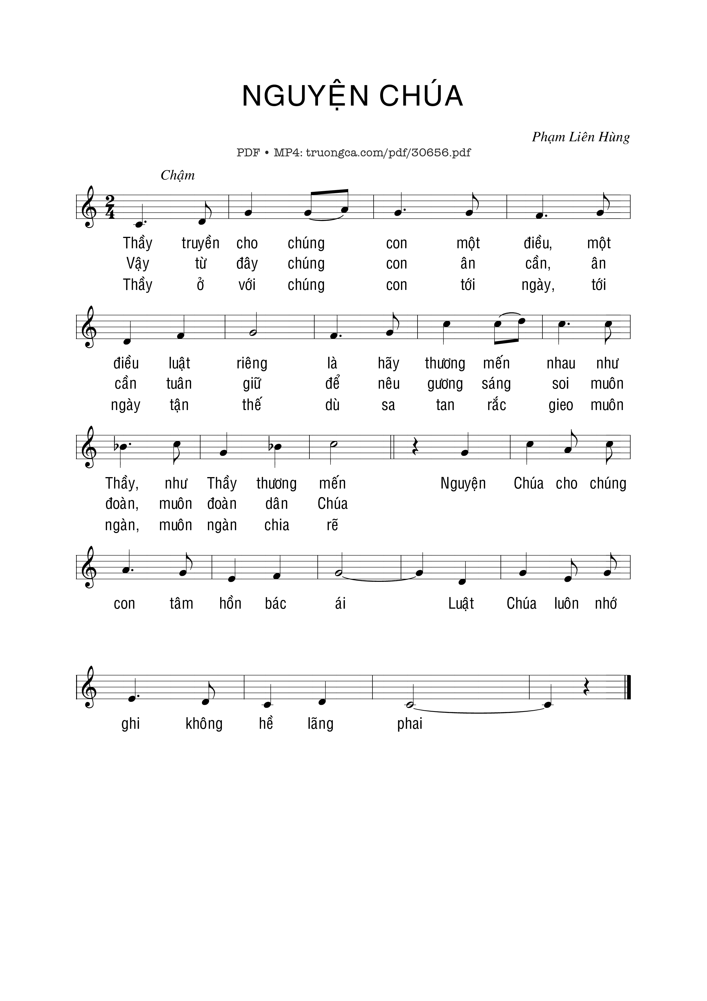 Page 1 of Sheet music PDF Nguyện Chúa - Phạm Liên Hùng