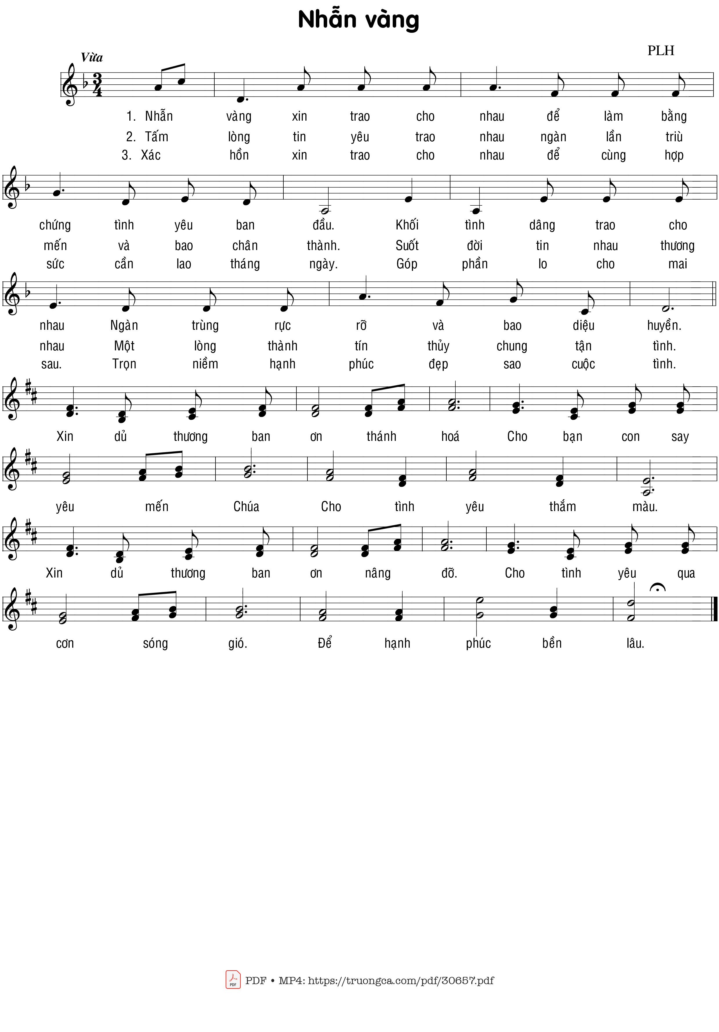 Page 1 of Sheet music PDF Nhẫn vàng - Phạm Liên Hùng