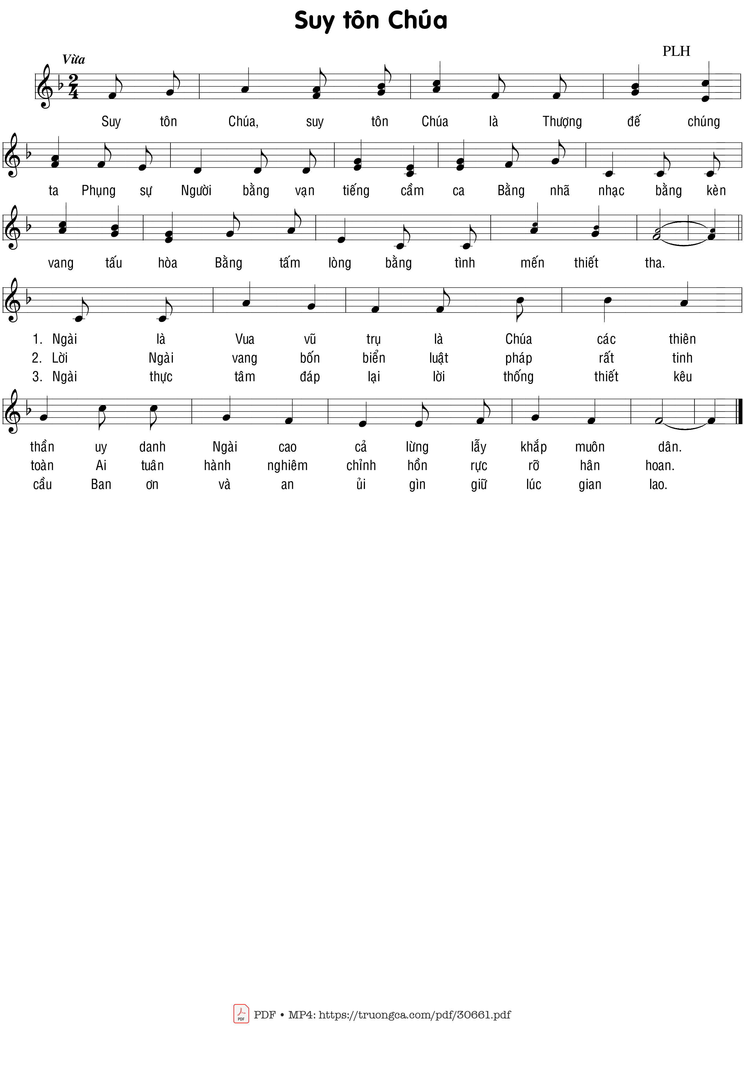 Sheet PDF of Suy tôn Chúa - Phạm Liên Hùng