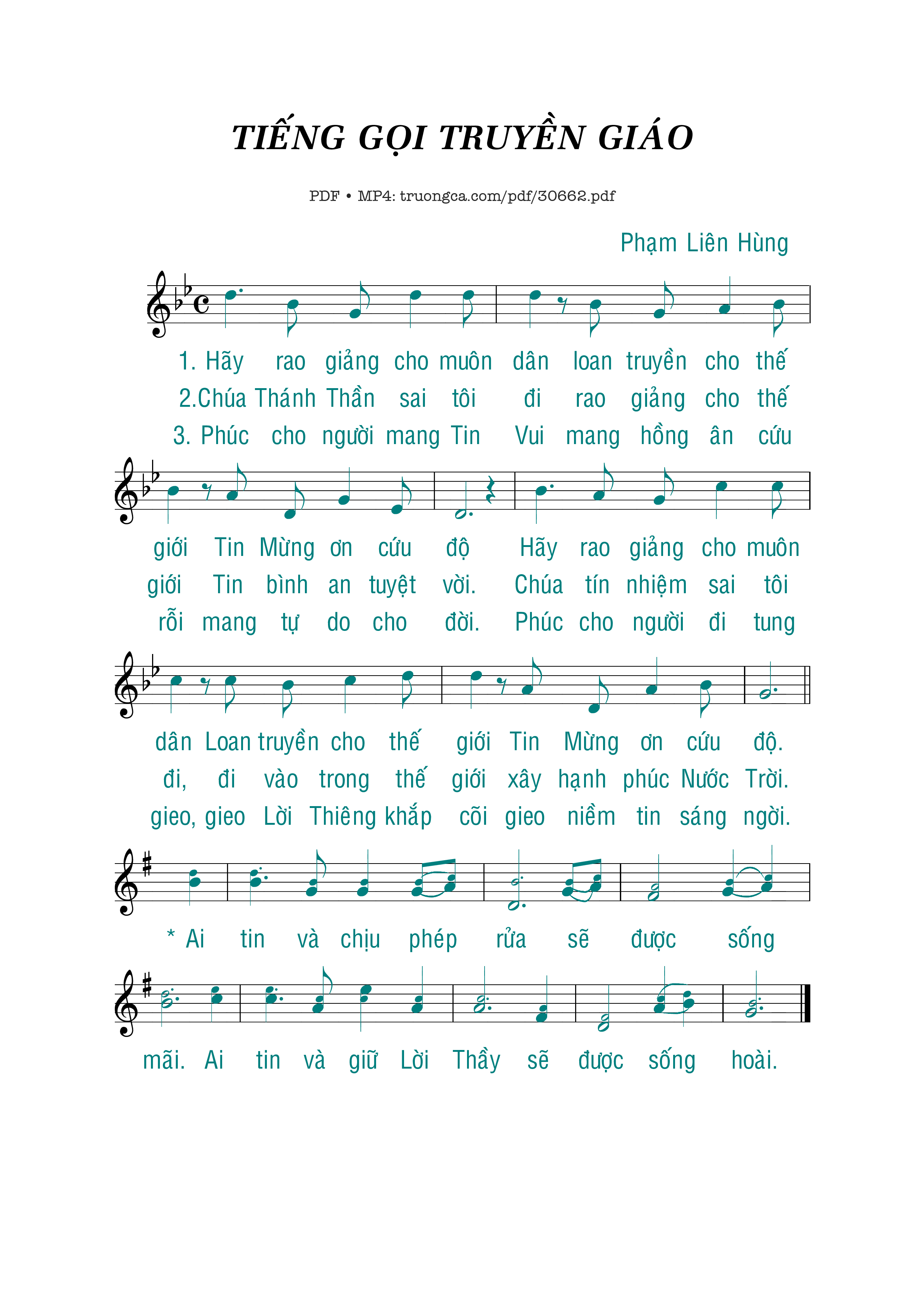 Sheet PDF of Tiếng gọi truyền giáo