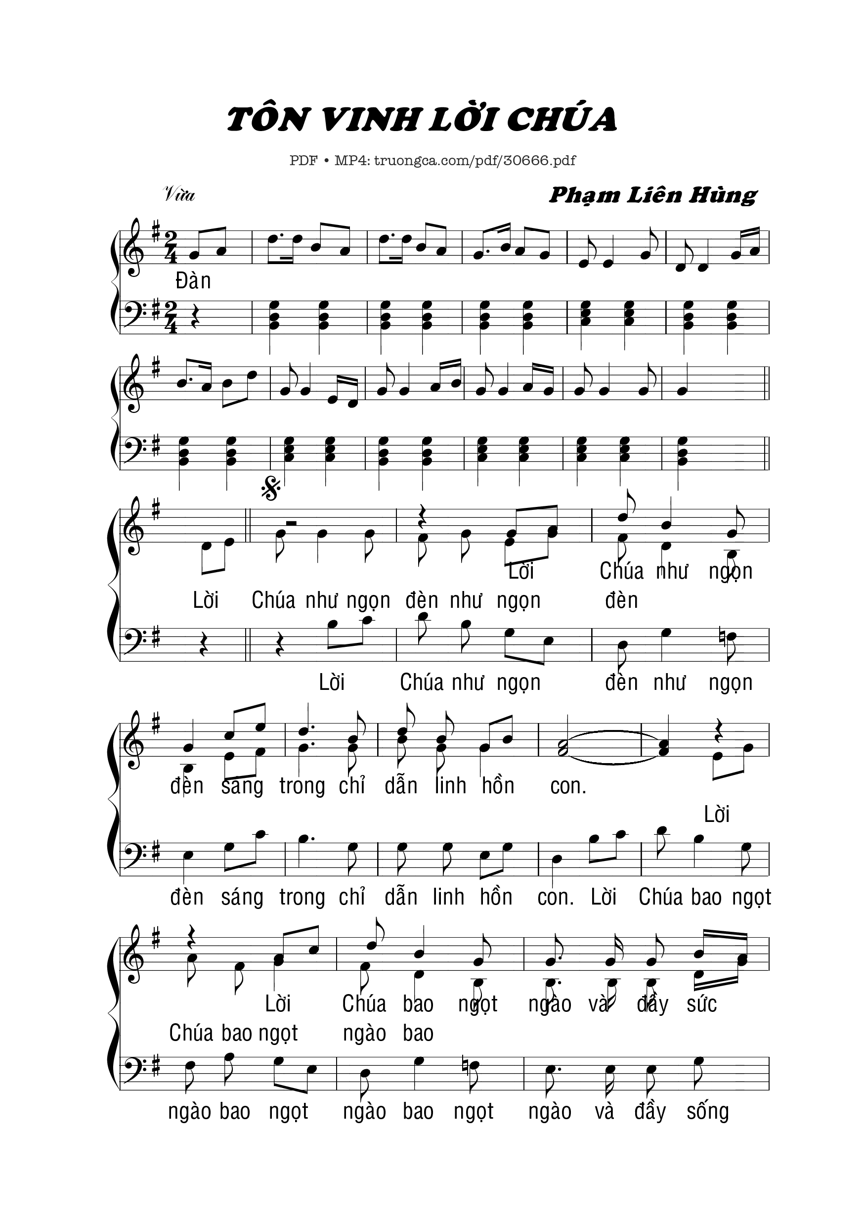 Page 1 of Sheet music PDF Tôn Vinh Lời Chúa - Phạm Liên Hùng