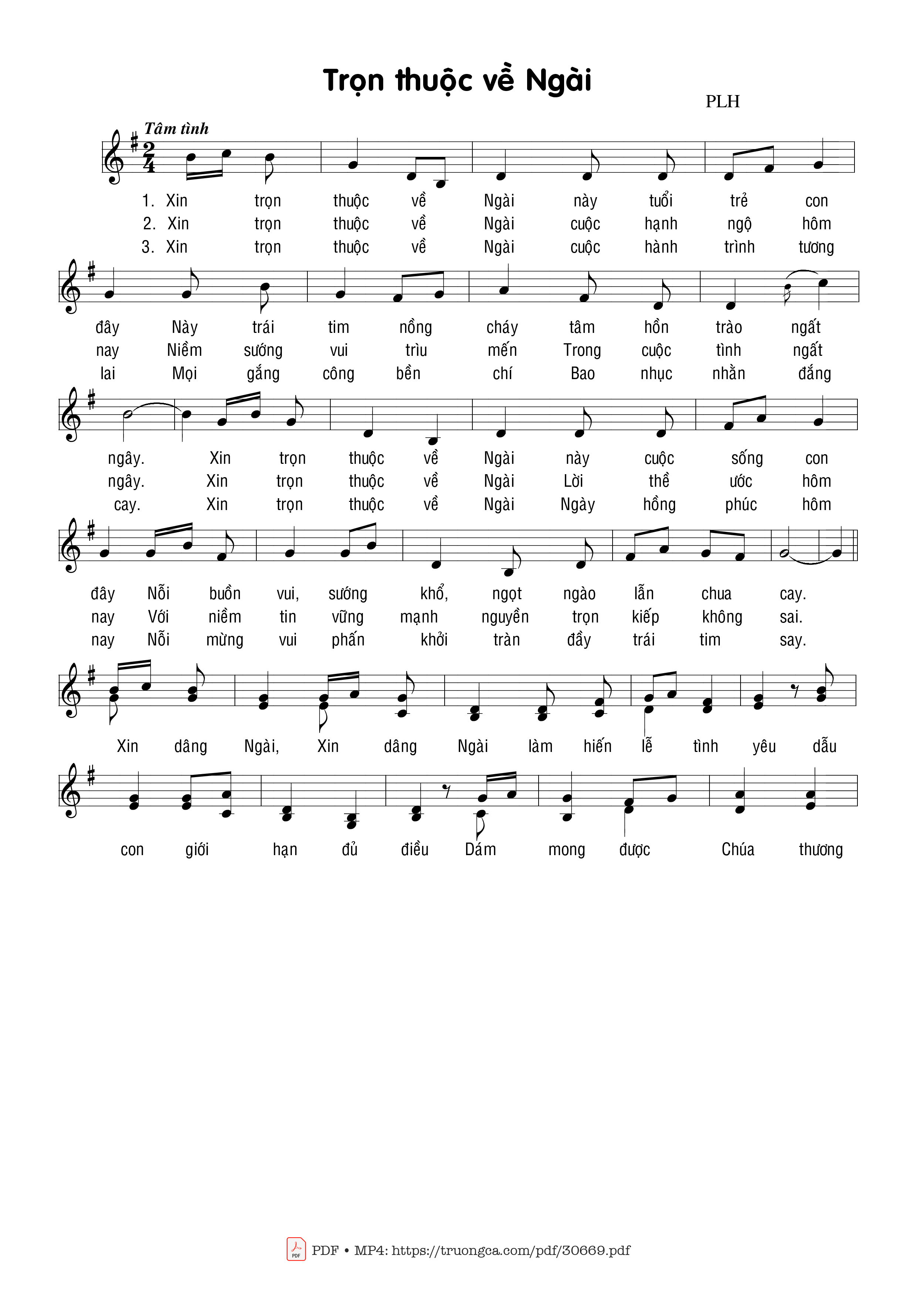 Sheet PDF of Trọn thuộc về Ngài