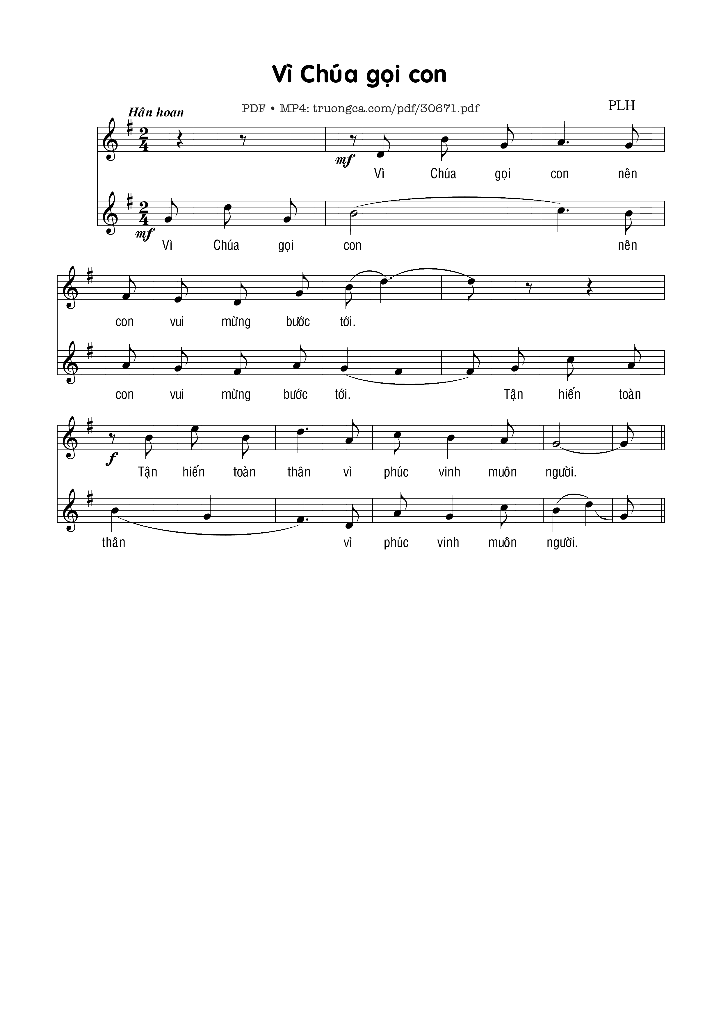 Page 1 of Sheet music PDF Vì Chúa gọi con - Phạm Liên Hùng