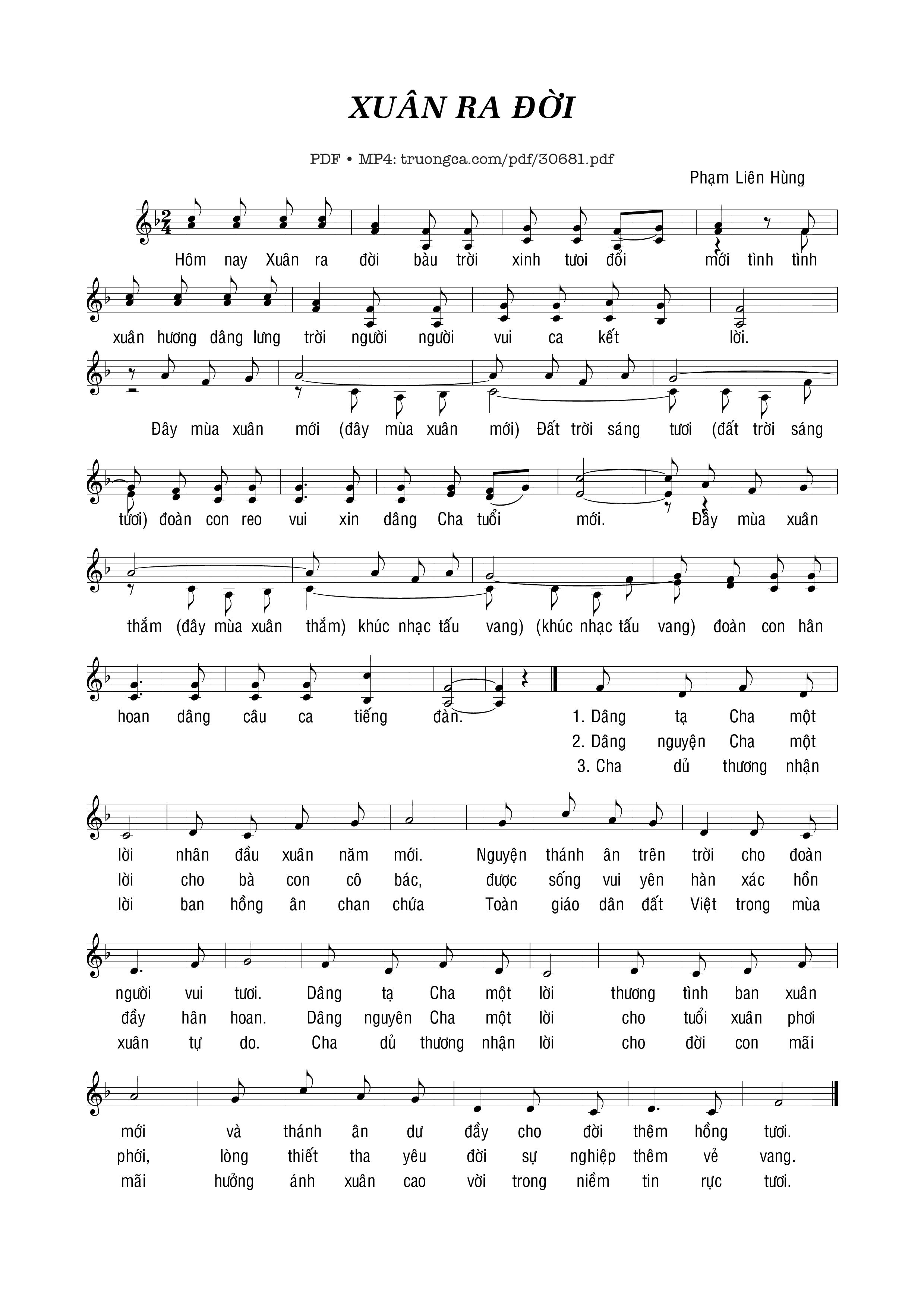 Sheet PDF of Xuân Ra Đời