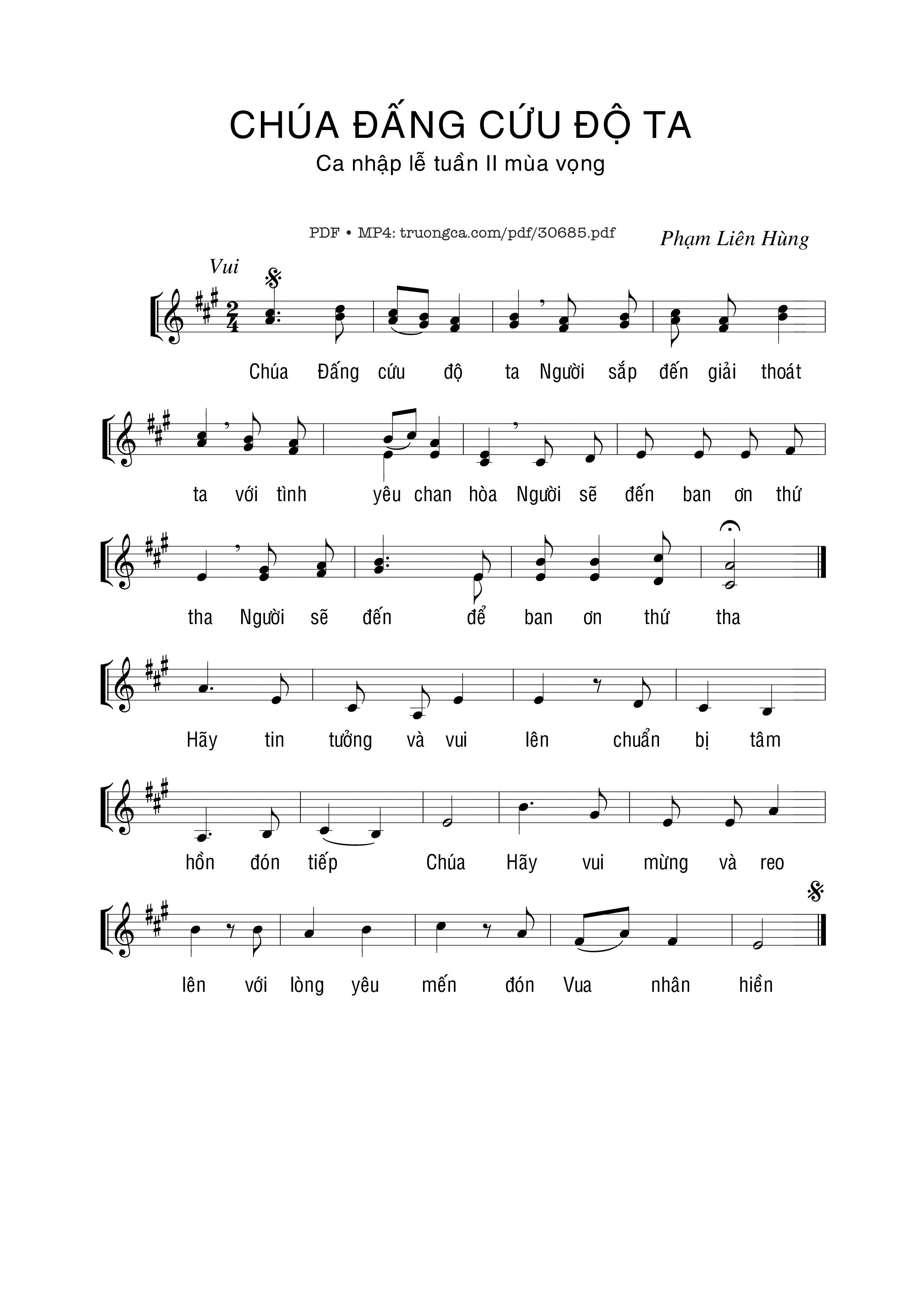 Page 1 of Sheet music PDF Chúa Đấng cứu độ ta - Phạm Liên Hùng