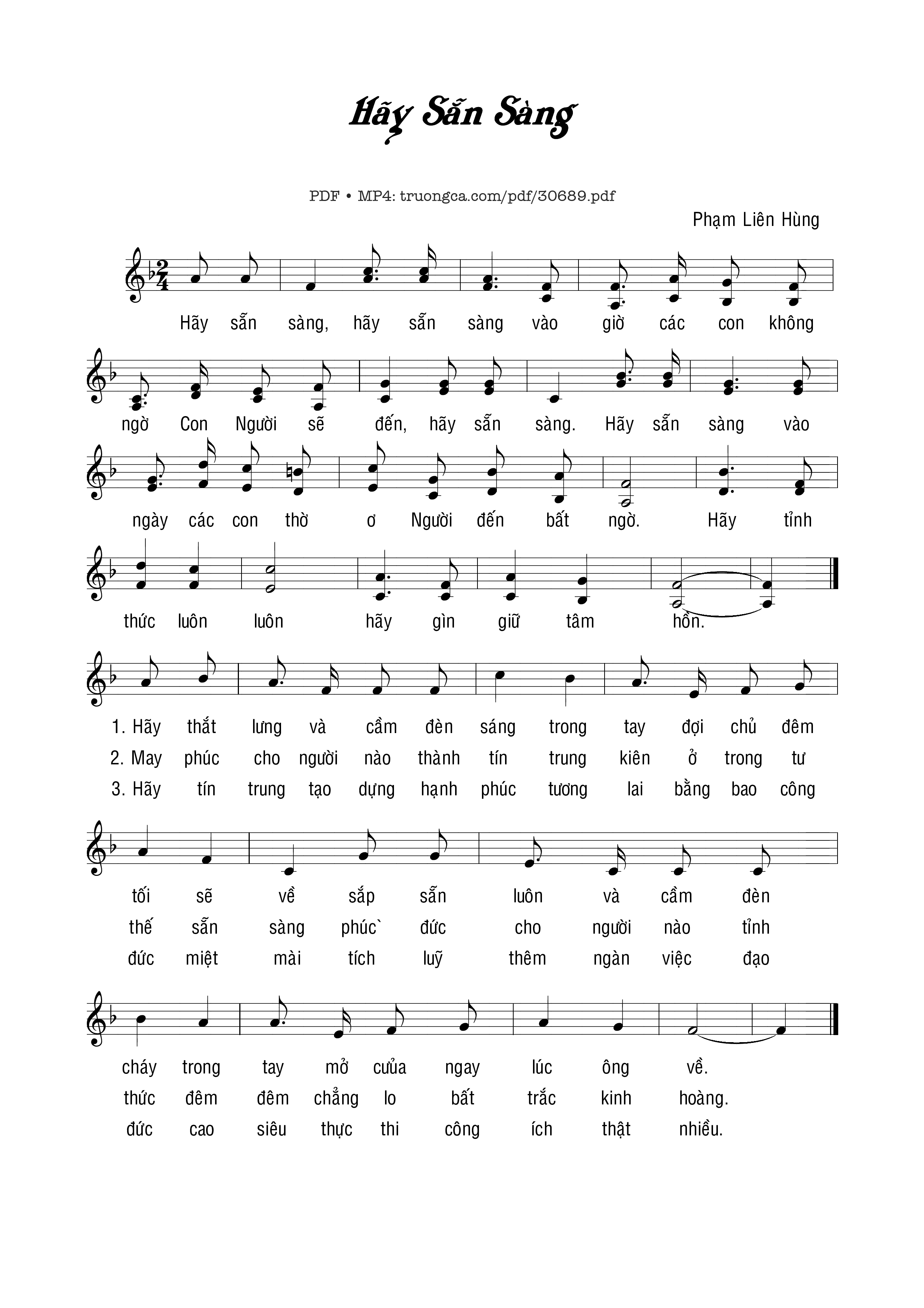 Page 1 of Sheet music PDF Hãy Sẵn Sàng - Phạm Liên Hùng