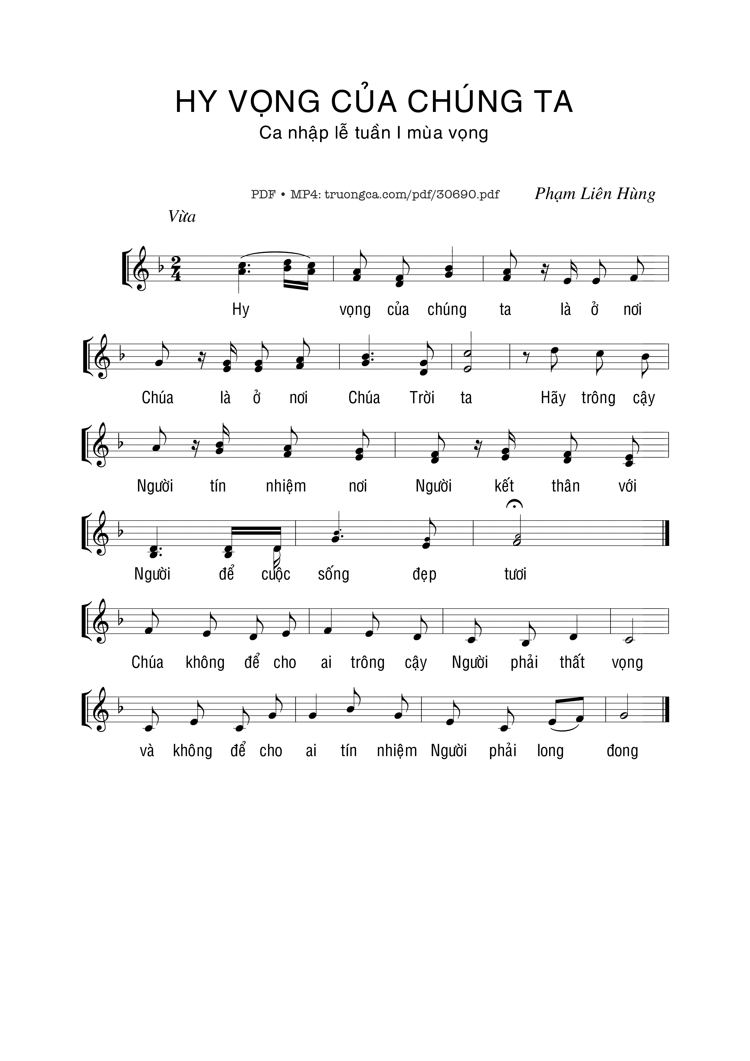 Sheet PDF of Hy vọng của chúng ta