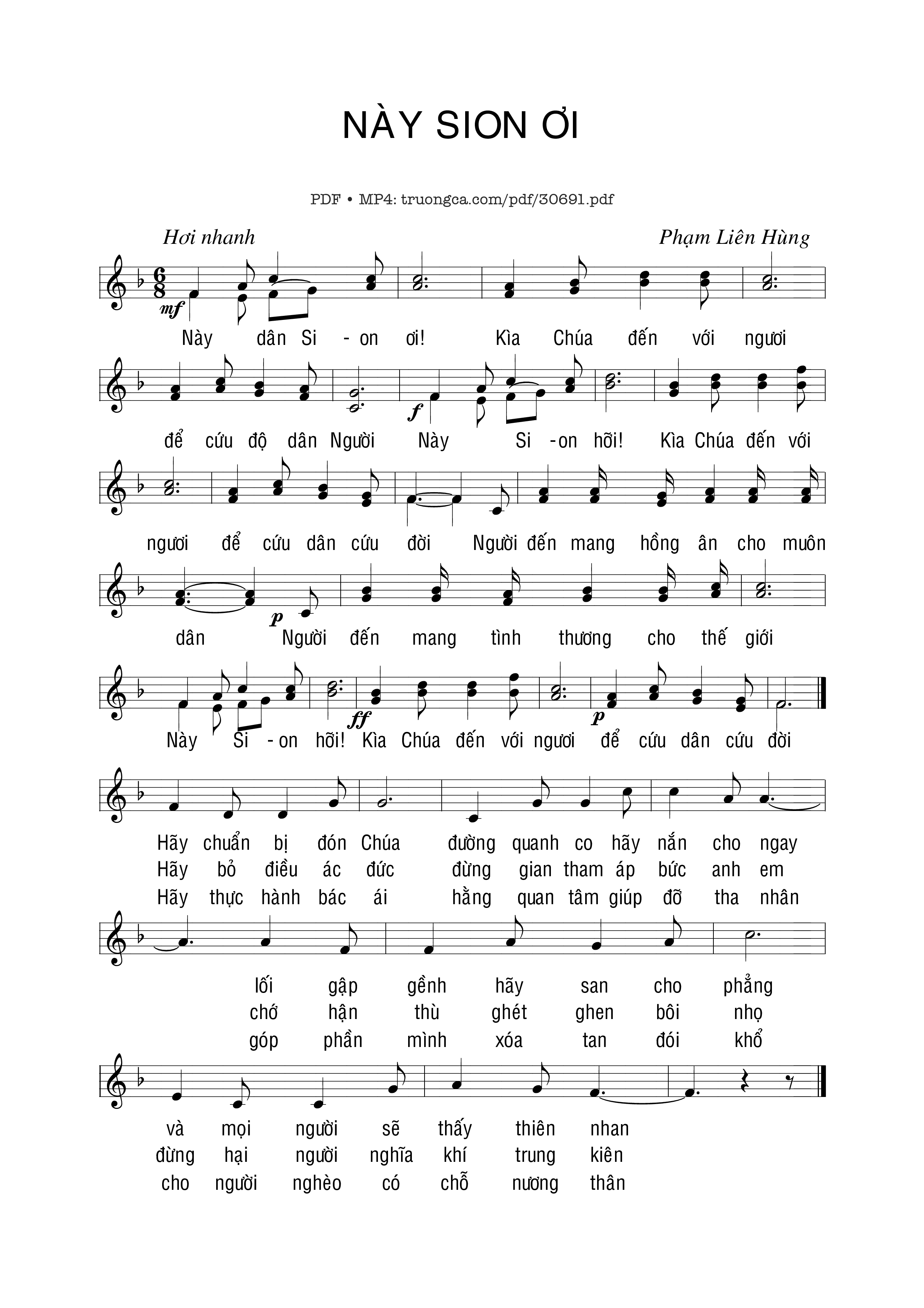 Sheet PDF of Này Sion ơi - Phạm Liên Hùng