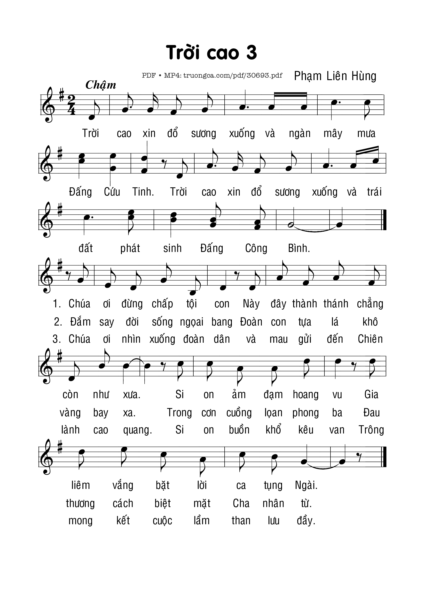 Page 1 of Sheet music PDF Trời Cao (3) - Phạm Liên Hùng