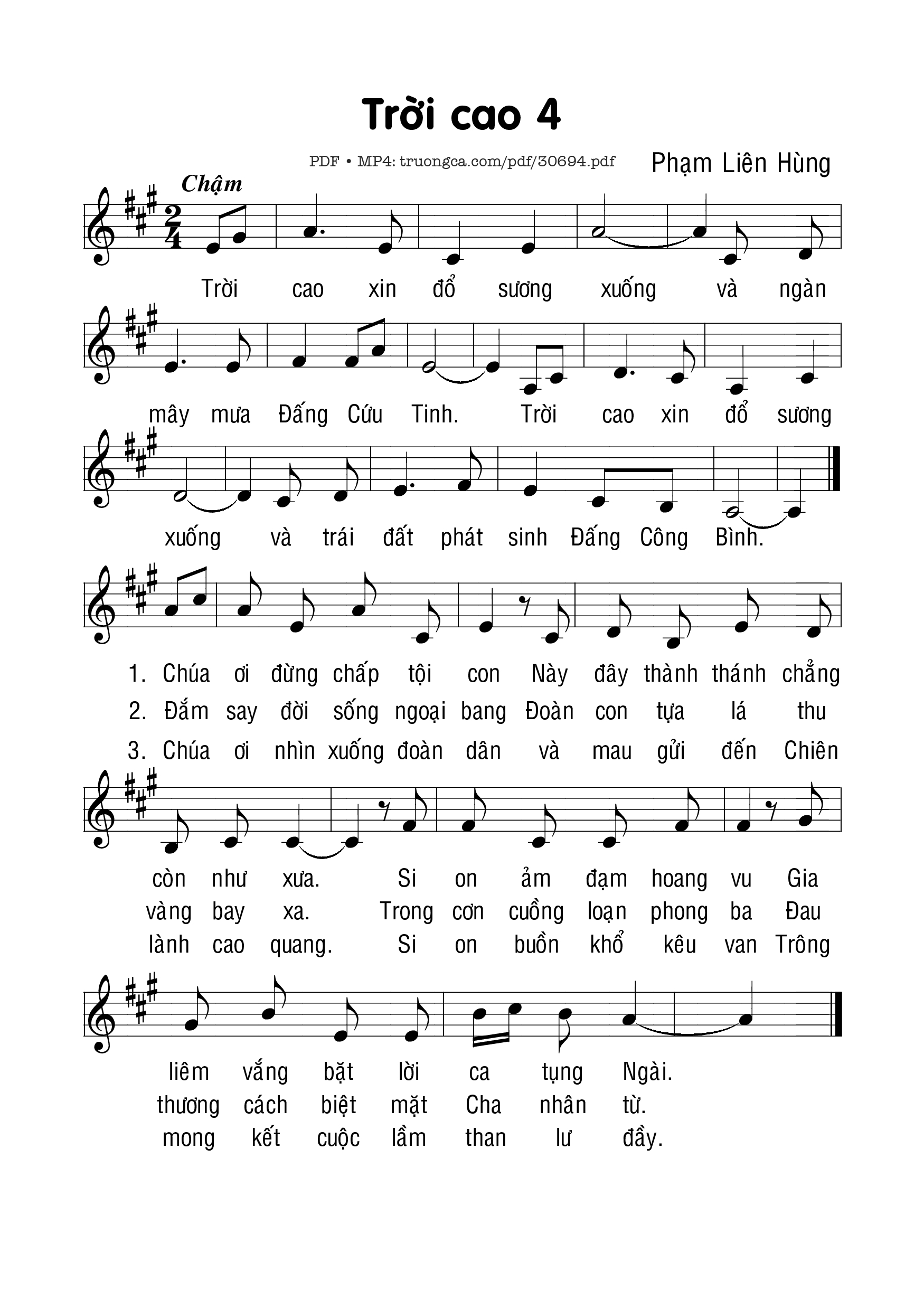 Page 1 of Sheet music PDF Trời Cao (4) - Phạm Liên Hùng