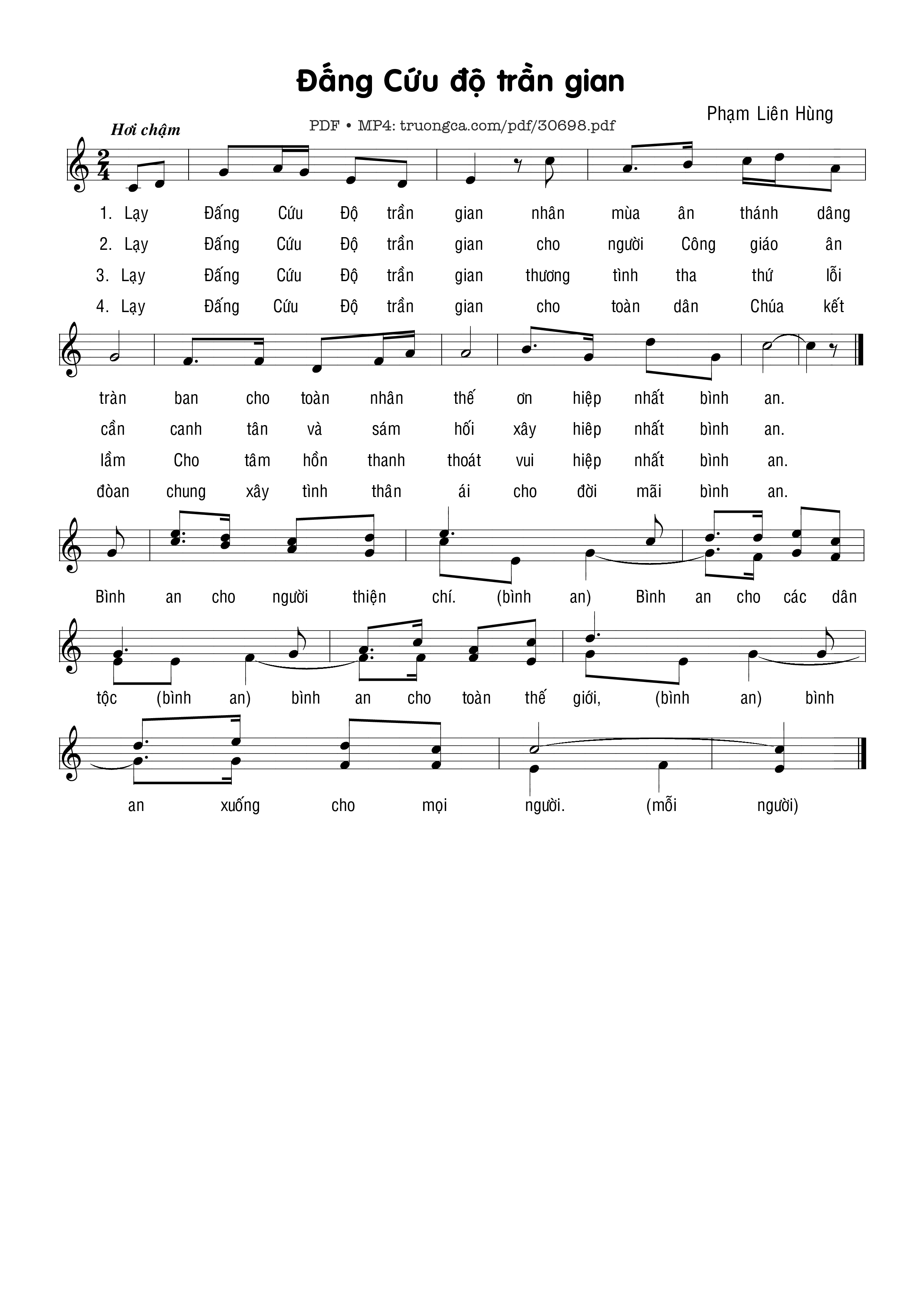 Sheet PDF of Đấng Cứu Độ trần gian