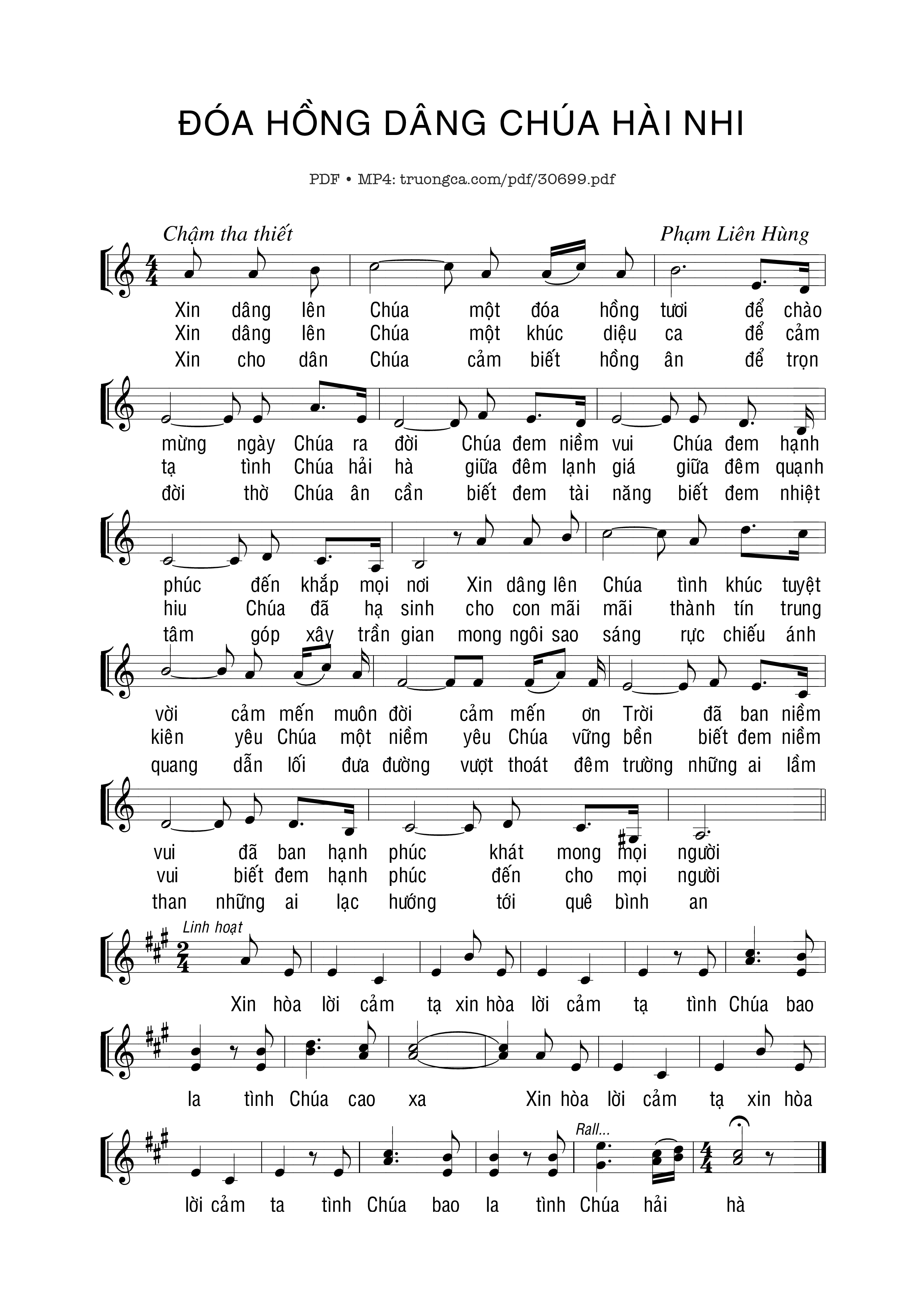 Sheet PDF of Đóa hồng dâng Chúa Hài Nhi