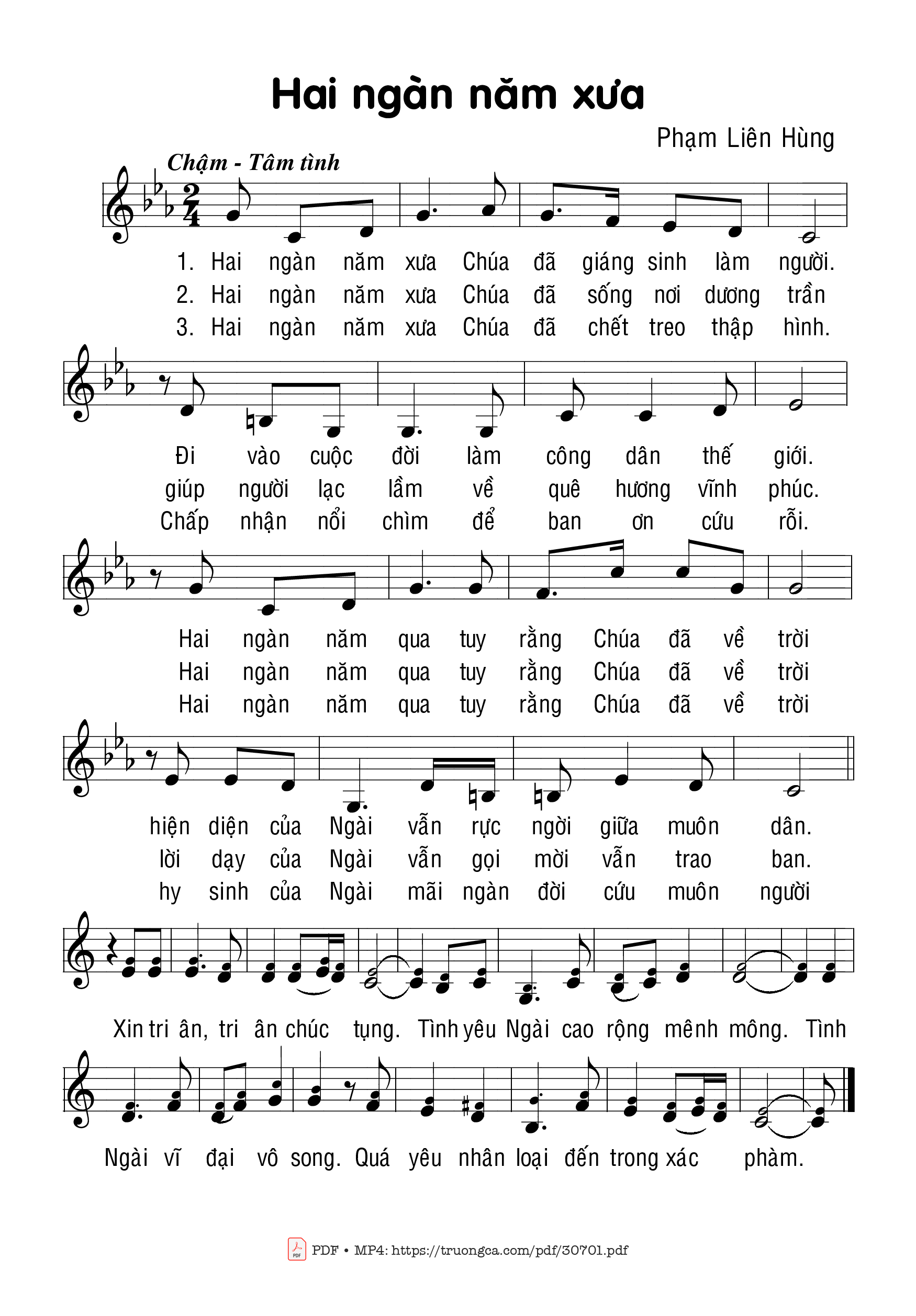 Sheet PDF of Hai ngàn năm xưa