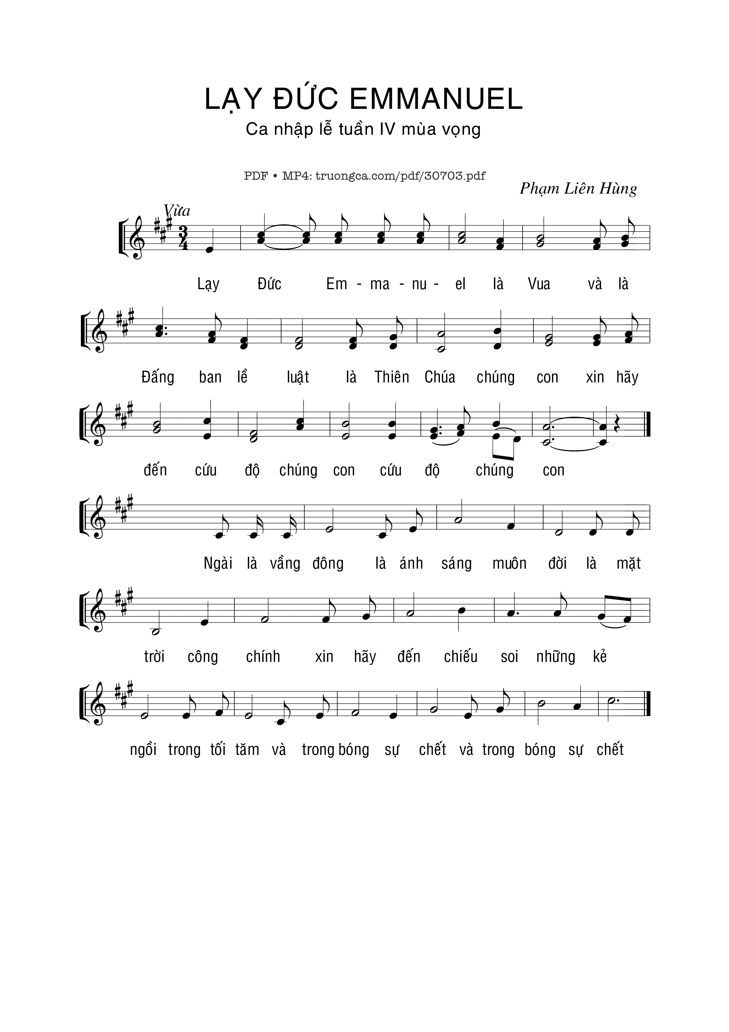 Page 1 of Sheet music PDF Lạy Đức Emmanuel - Phạm Liên Hùng